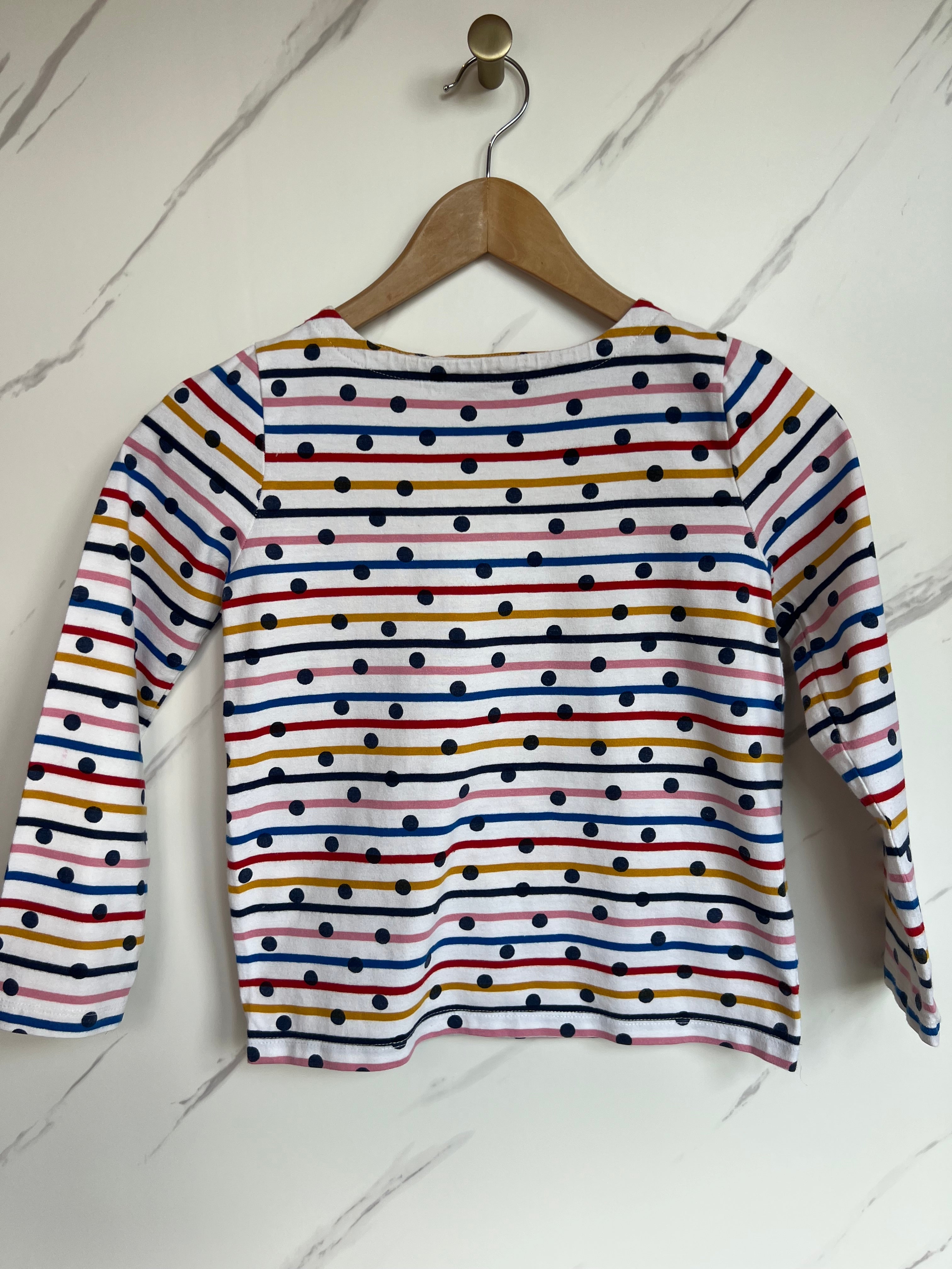 Boden White Striped & Spotted Long-Sleeved Top Age 9 Years