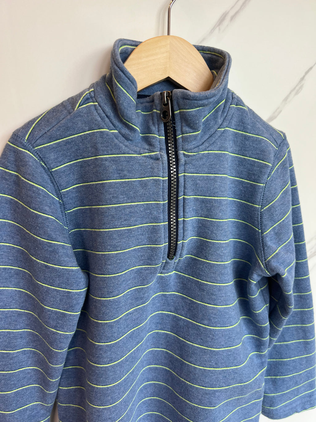 Joules Blue Fine Striped Top Zip Sweatshirt Age 5-6 years