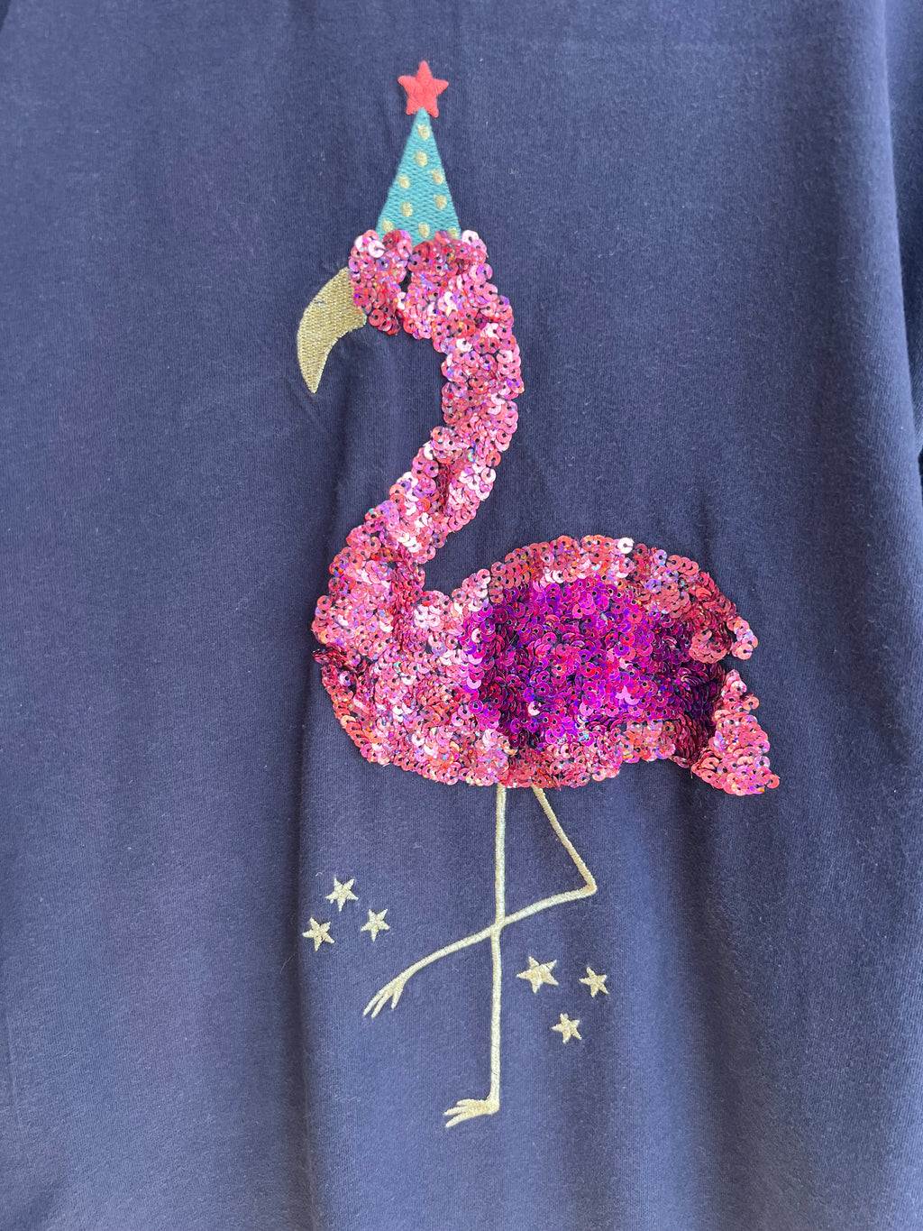 John Lewis Navy Party Flamingo Long-Sleeved Top Age 11 Years