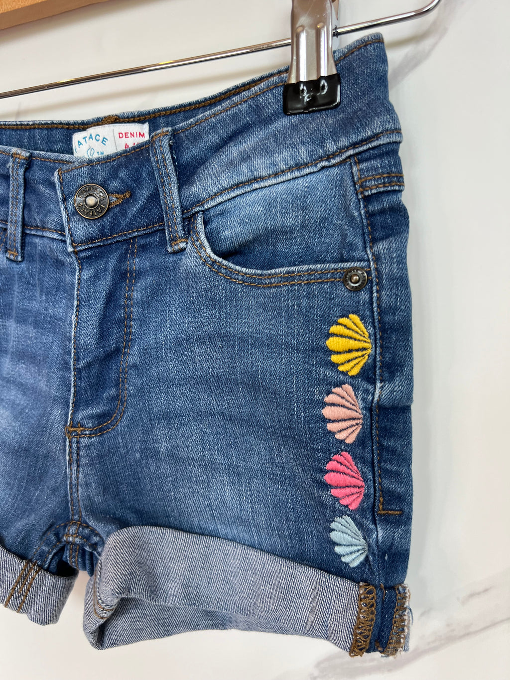 Fatface Embroidered Denim Shorts Age 4-5 Years