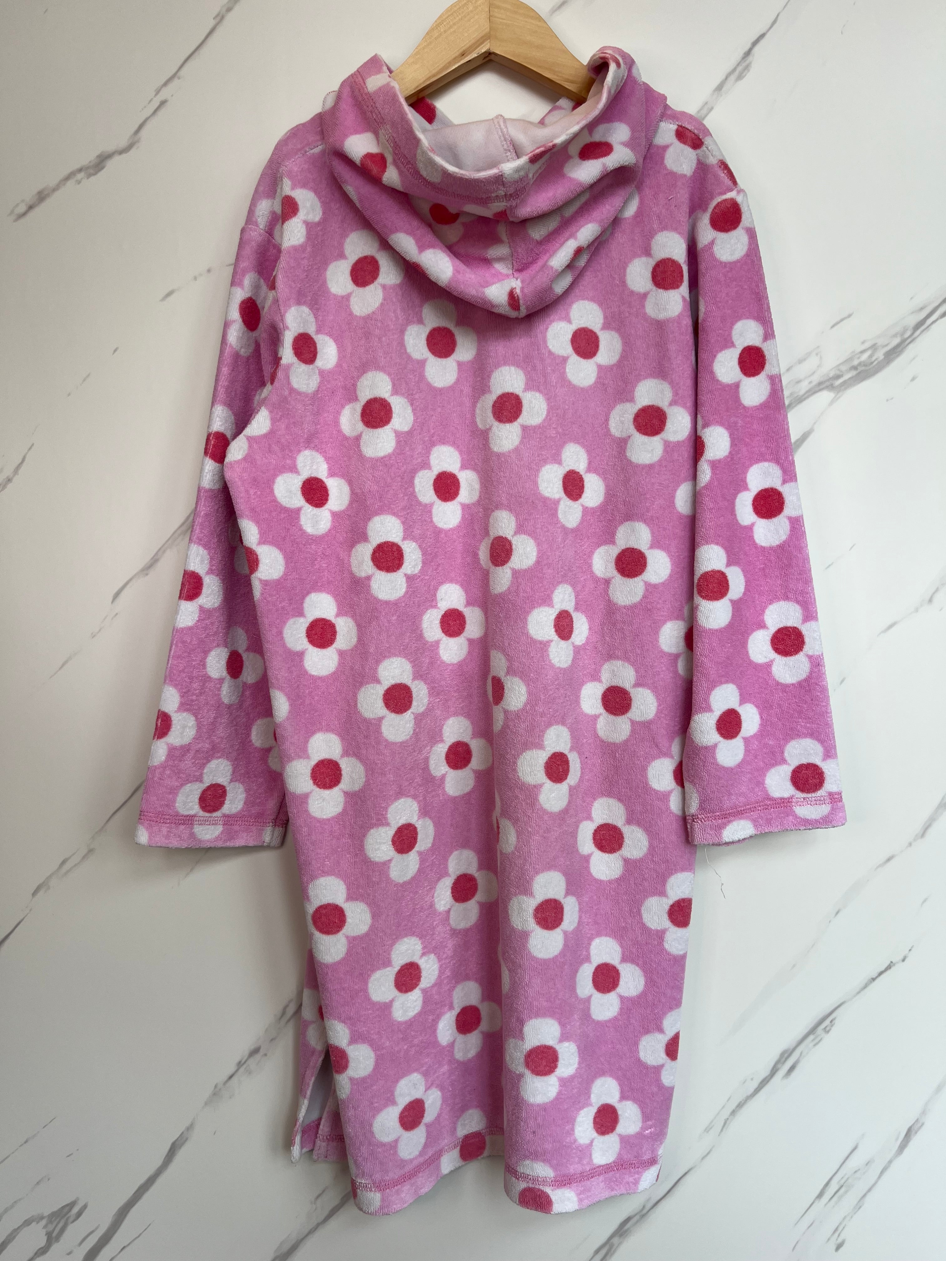 Boden Pink Floral Towelling Swim Hoodie Age 9-10 Years