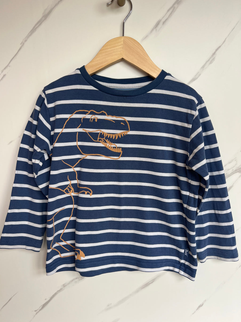 Kite Navy Striped Dino Long-Sleeved Top Age 5 Years
