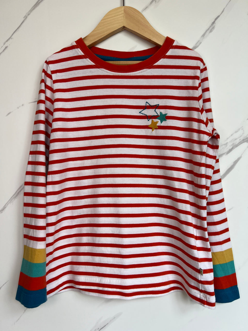 Frugi Rainbow Striped Long-Sleeved Top Age 8-9 Years