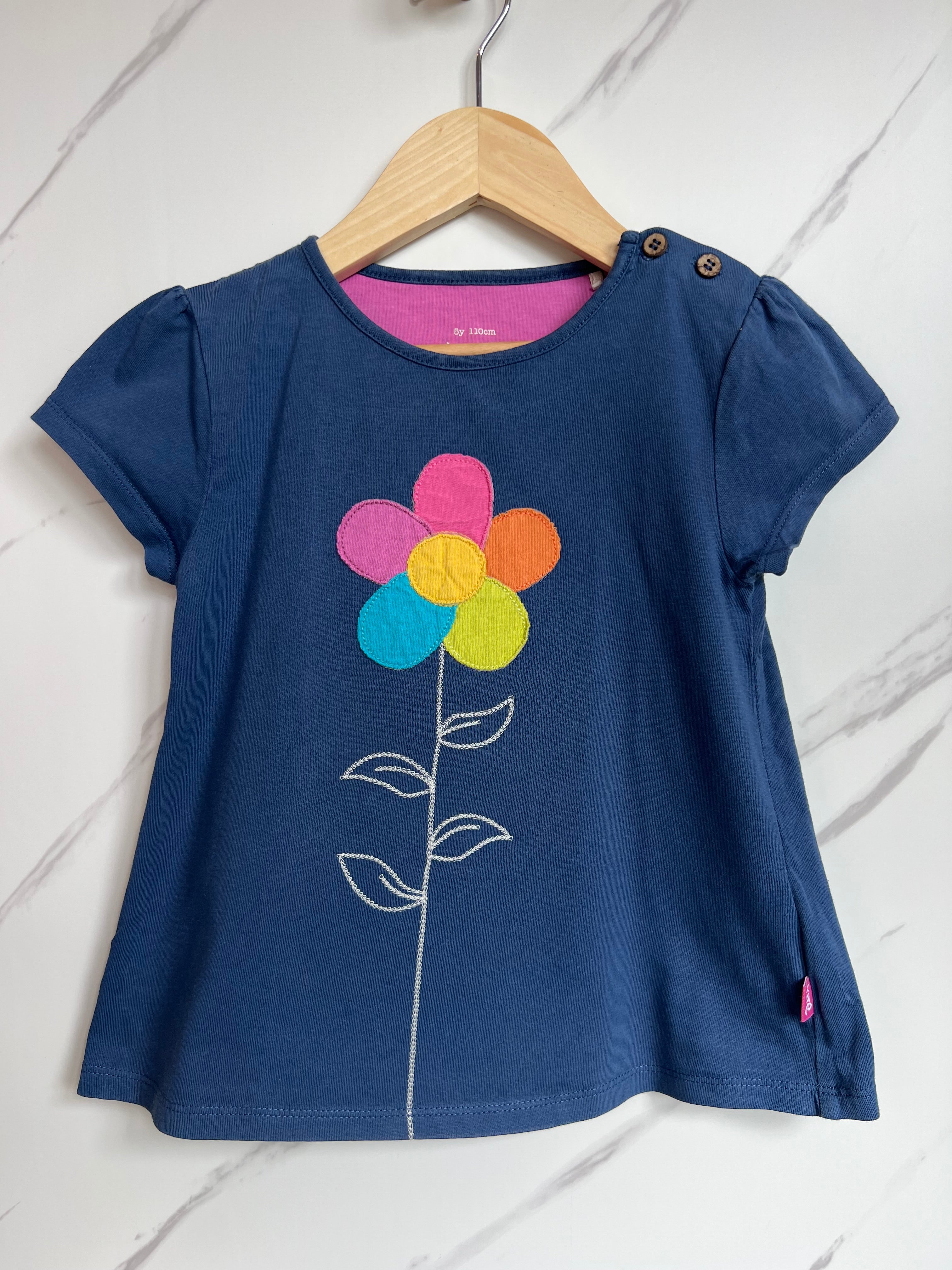 Kite Navy Flower T-Shirt Age 5 Years