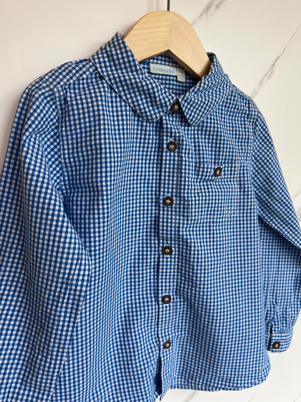 JoJo Maman Bebe Blue Checked Shirt Age 5-6 Years