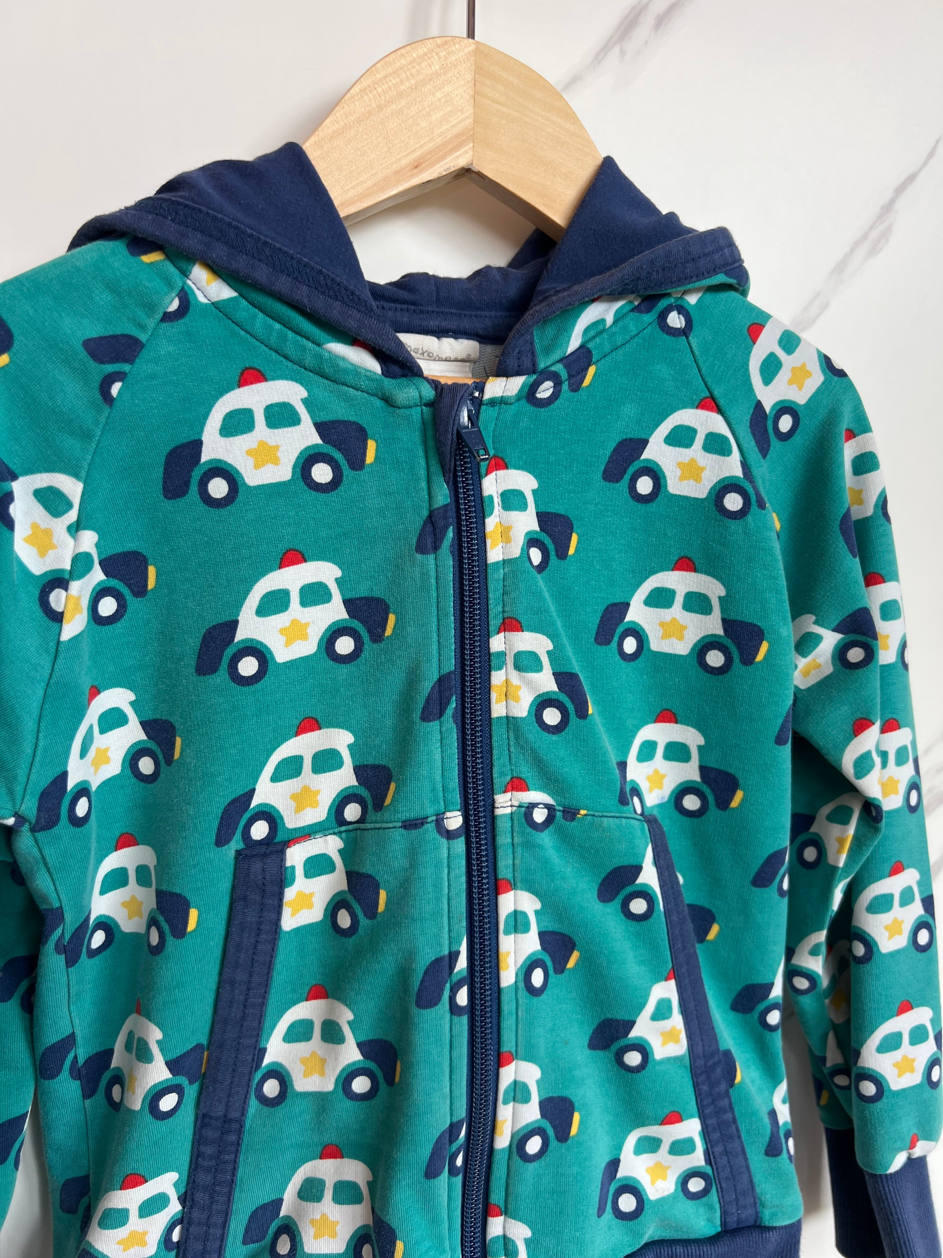 Maxomorra Police Car Zip Up Hoodie Age 2-3 Years