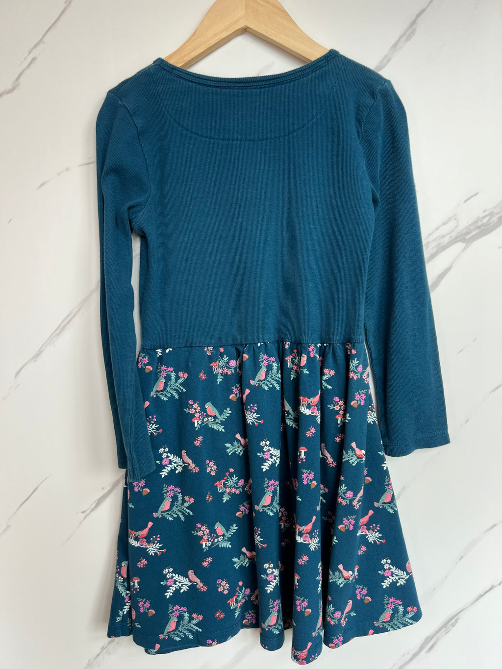 John Lewis Teal Bird Dress Age 7 Years