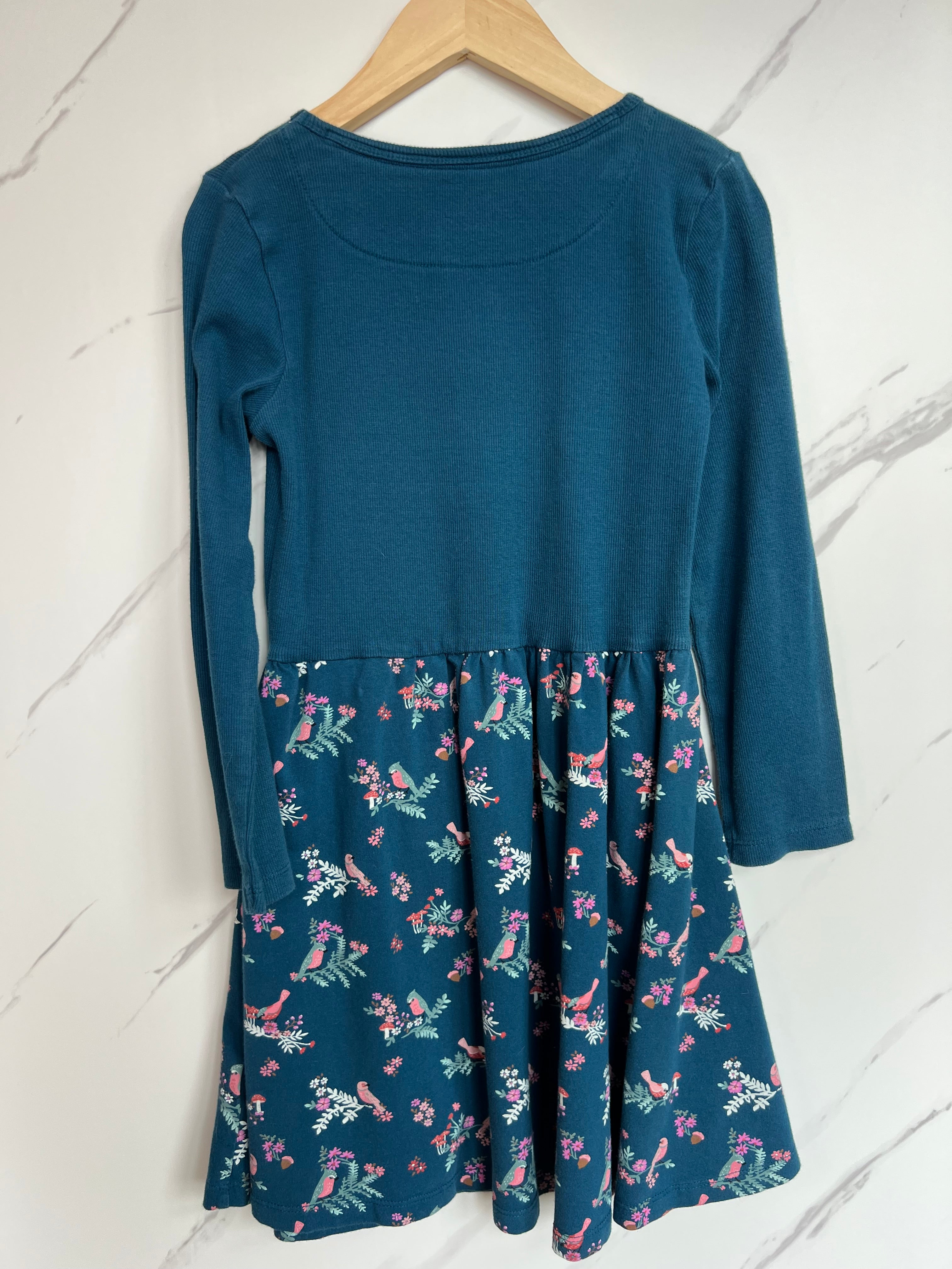 John Lewis Teal Bird Dress Age 7 Years