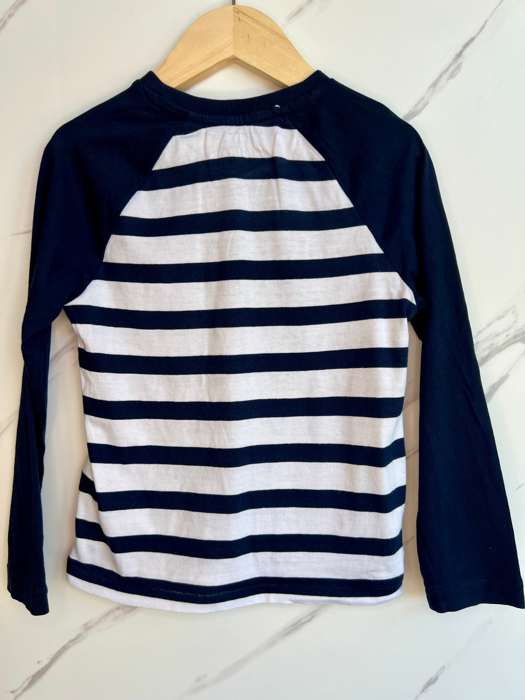 M&S Navy and White Striped Long-Sleeved Top Age 4-5 Years