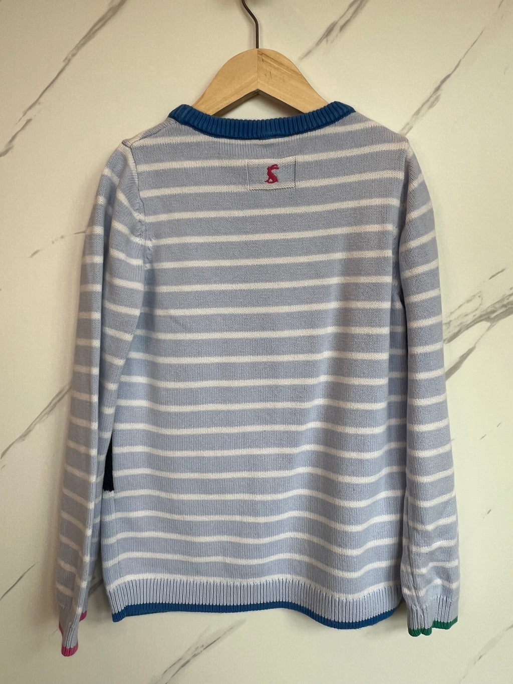 Joules Pale Blue Striped Zebra Jumper Age 10 Years