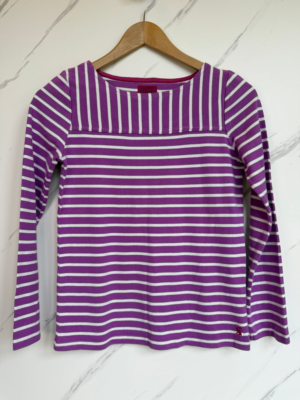 Joules Purple & White Breton Striped Long-Sleeved Top Age 11-12 Years