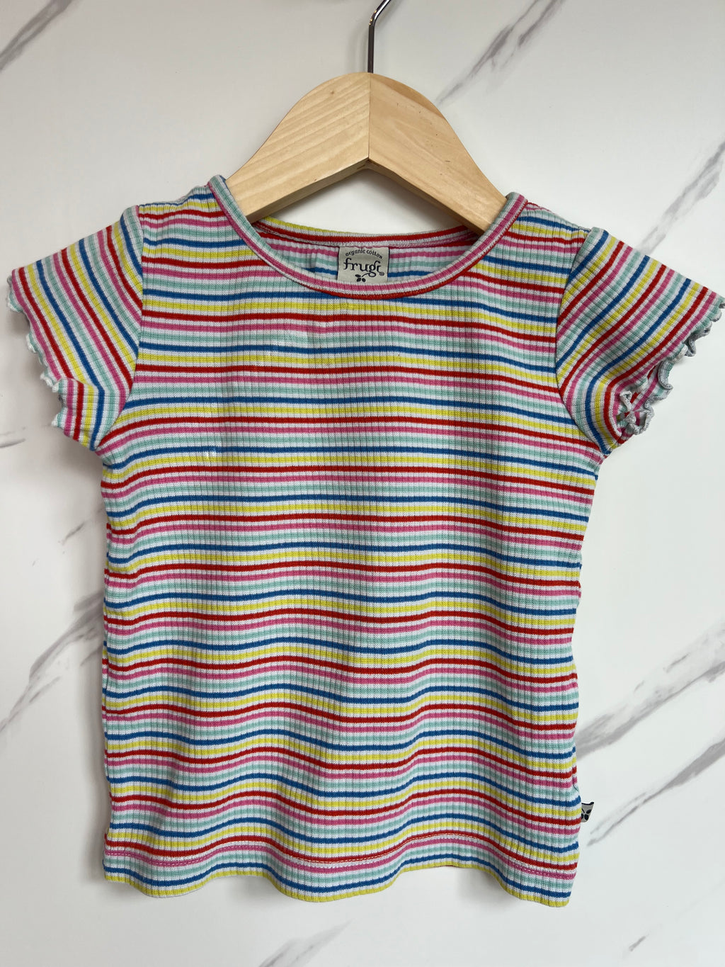 Frugi Rainbow Striped T-Shirt Age 2-3 Years