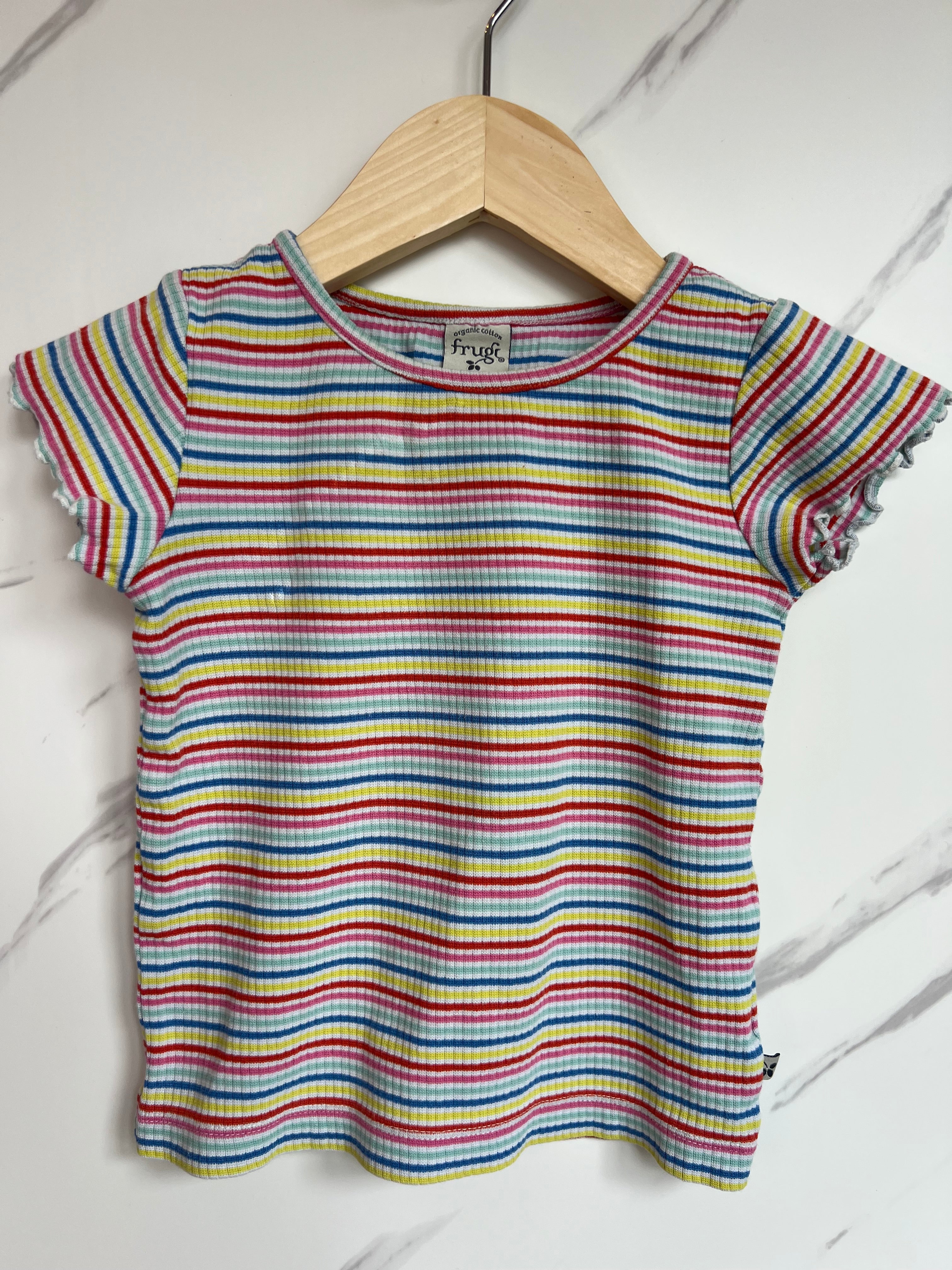 Frugi Rainbow Striped T-Shirt Age 2-3 Years