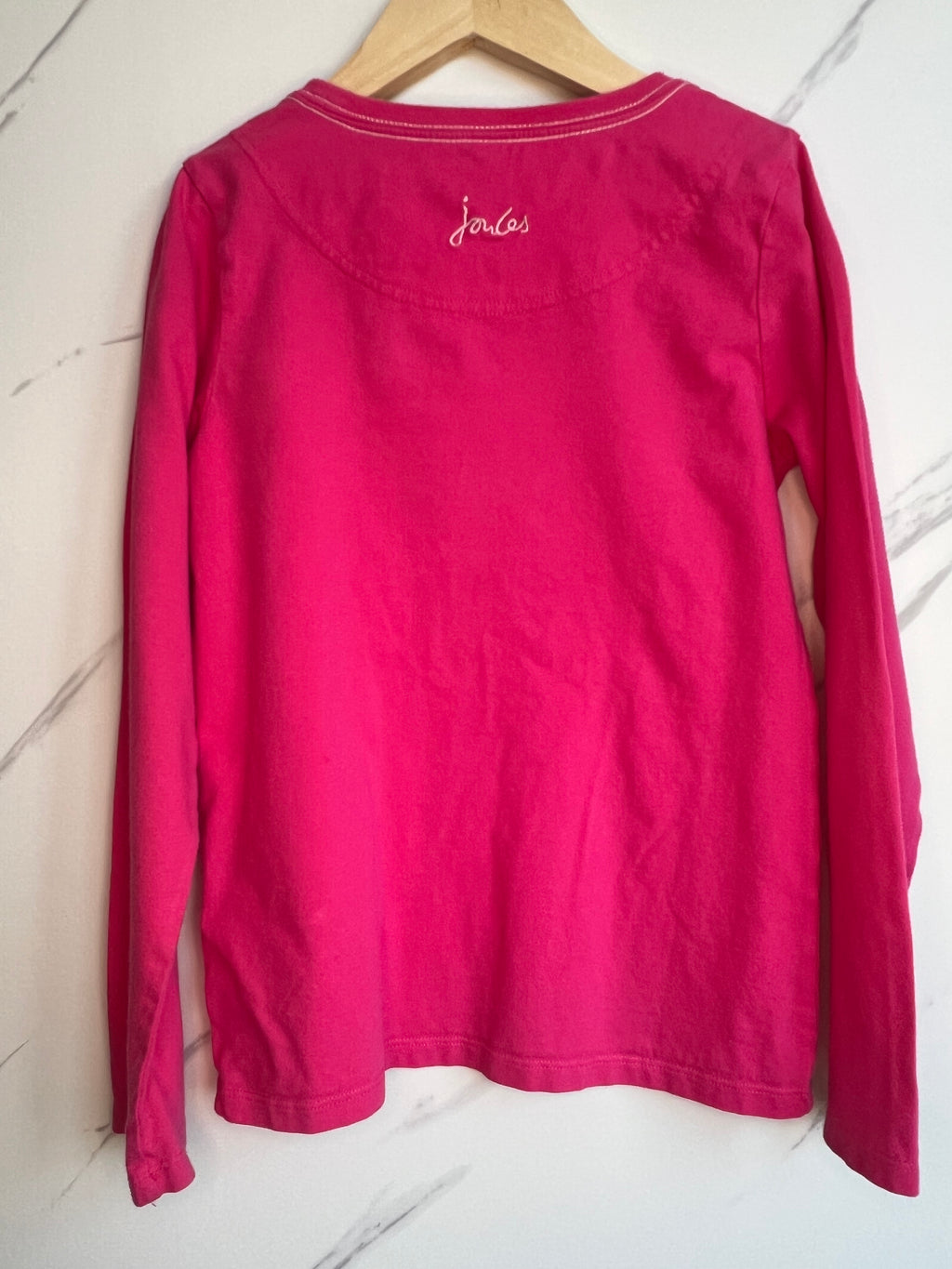 Joules Magenta Long-Sleeved Top with Sequinned Cat Age 8-9 Years