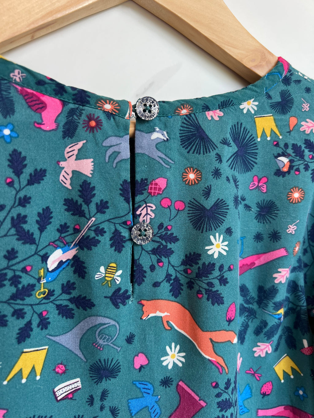 Joules Teal Woodland Long Sleeved Blouse Age 5 Years
