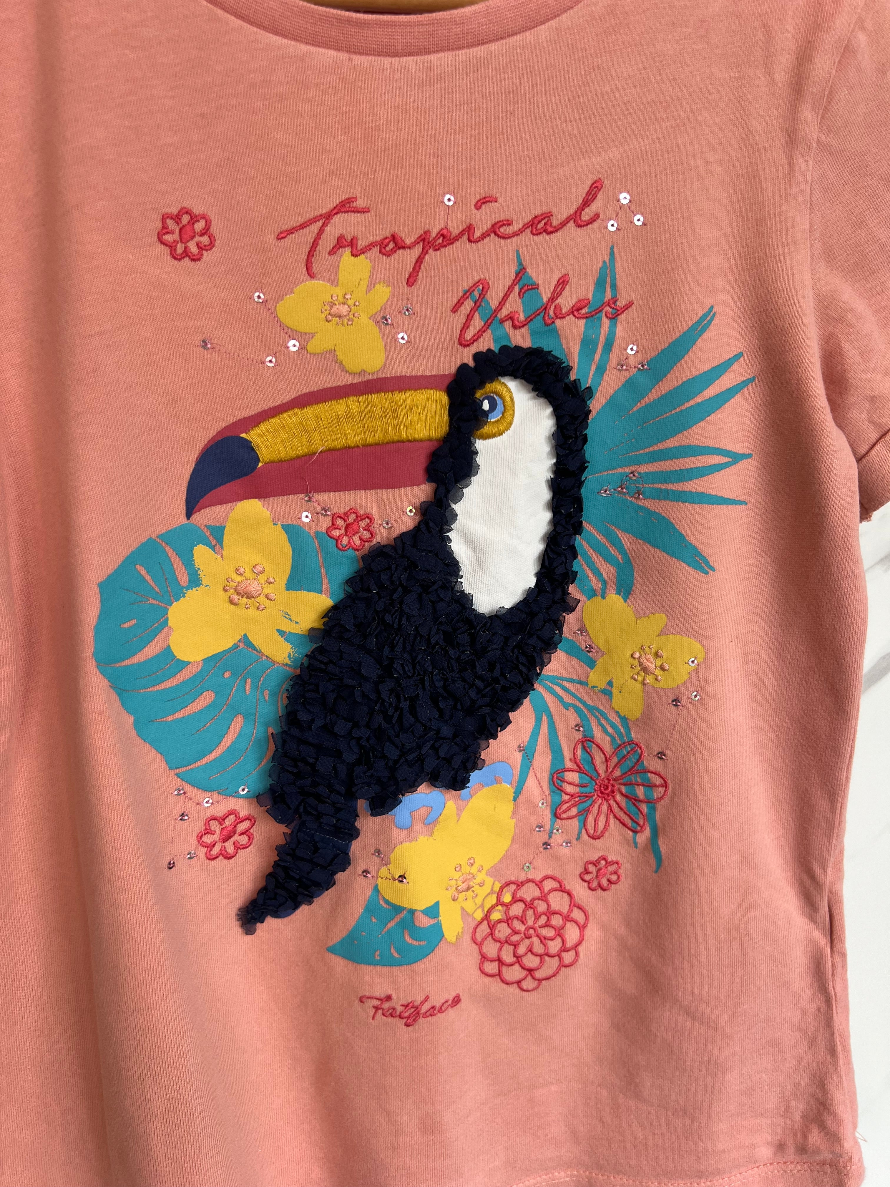 Fat Face Pink Toucan T-Shirt Age 9-10 Years
