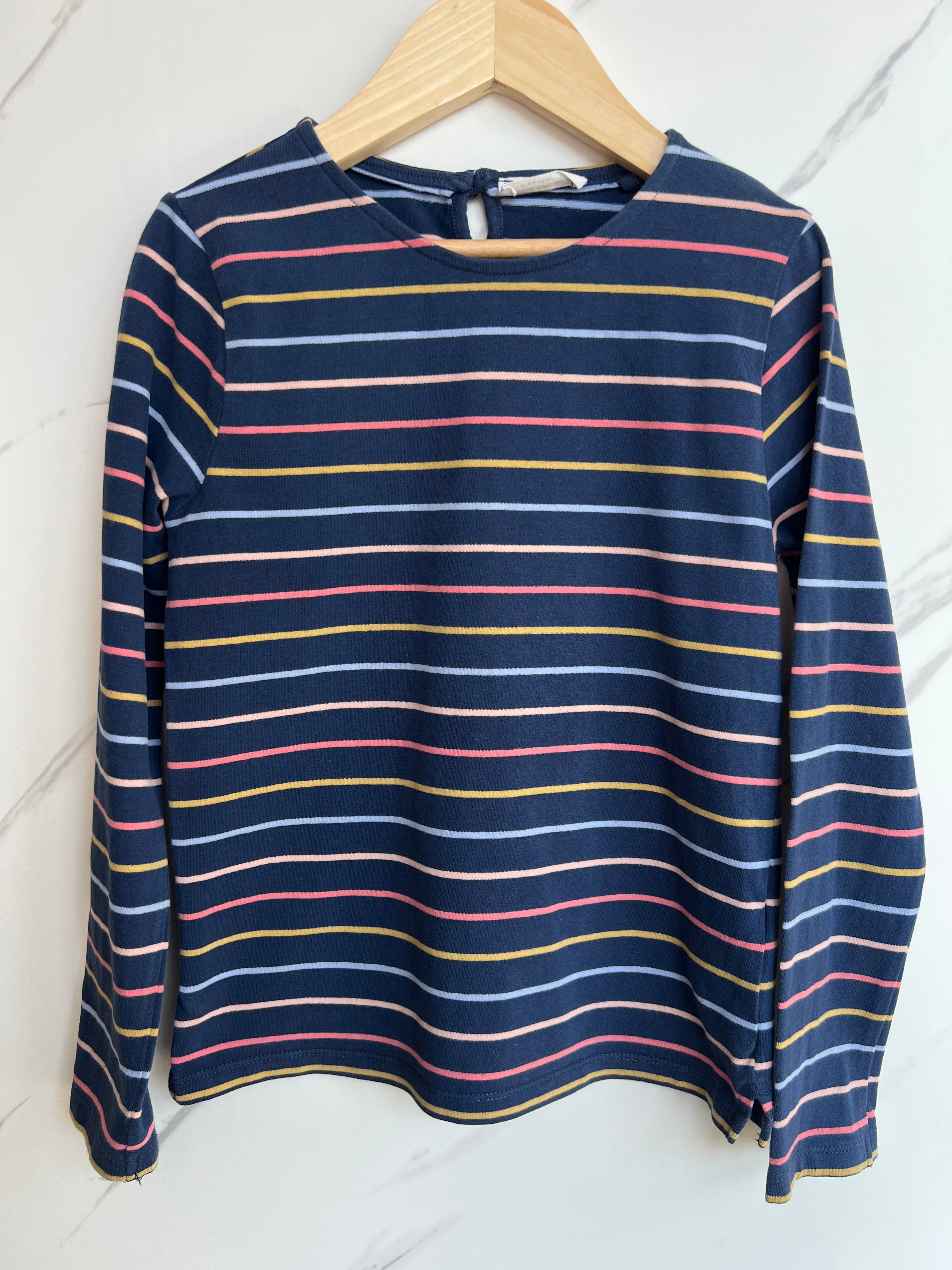 Fatface Blue Rainbow Striped Long-Sleeved Top Age 7-8 Years