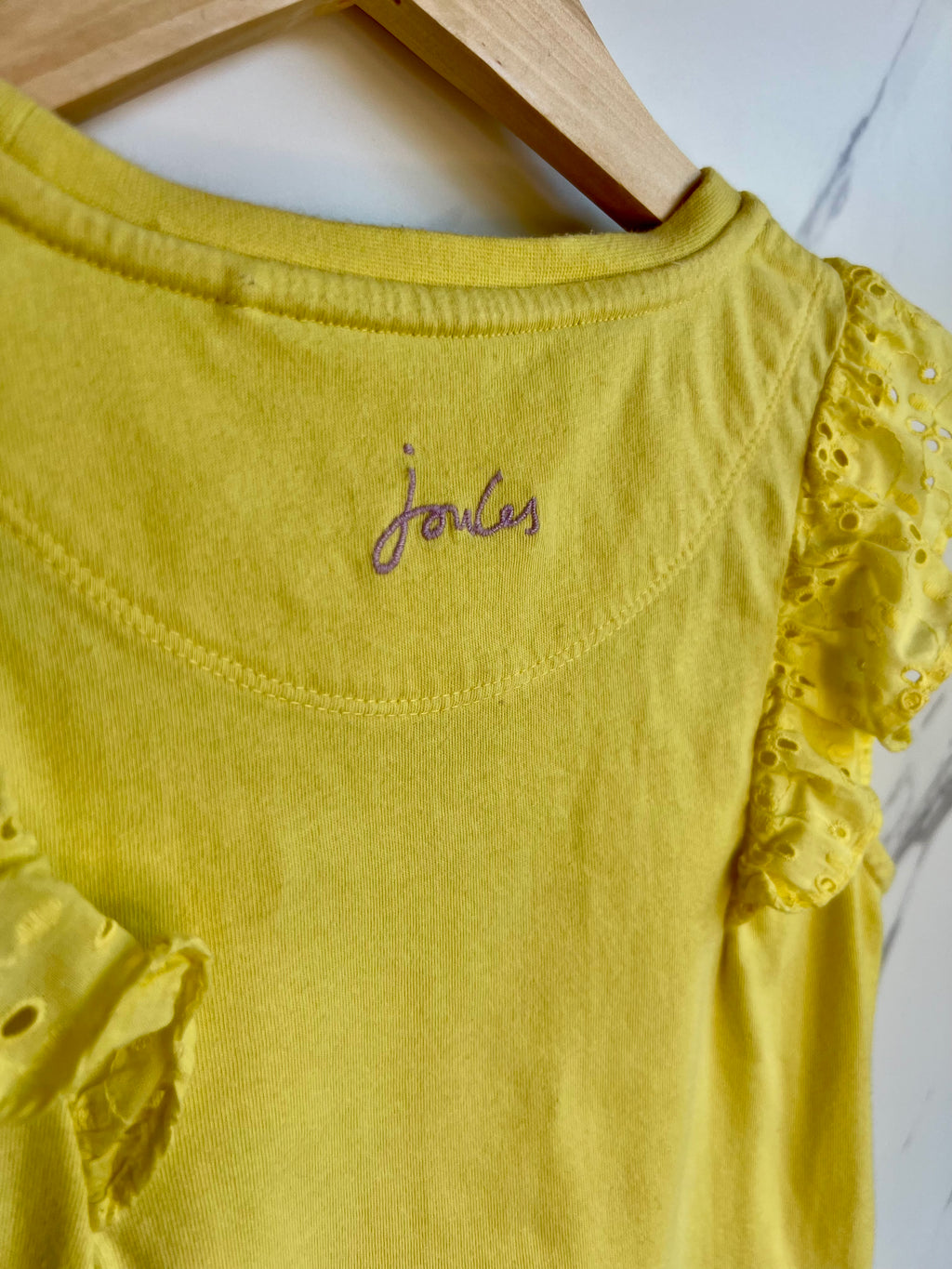 Joules Yellow Lace Detail T-shirt Age 6-7 Years