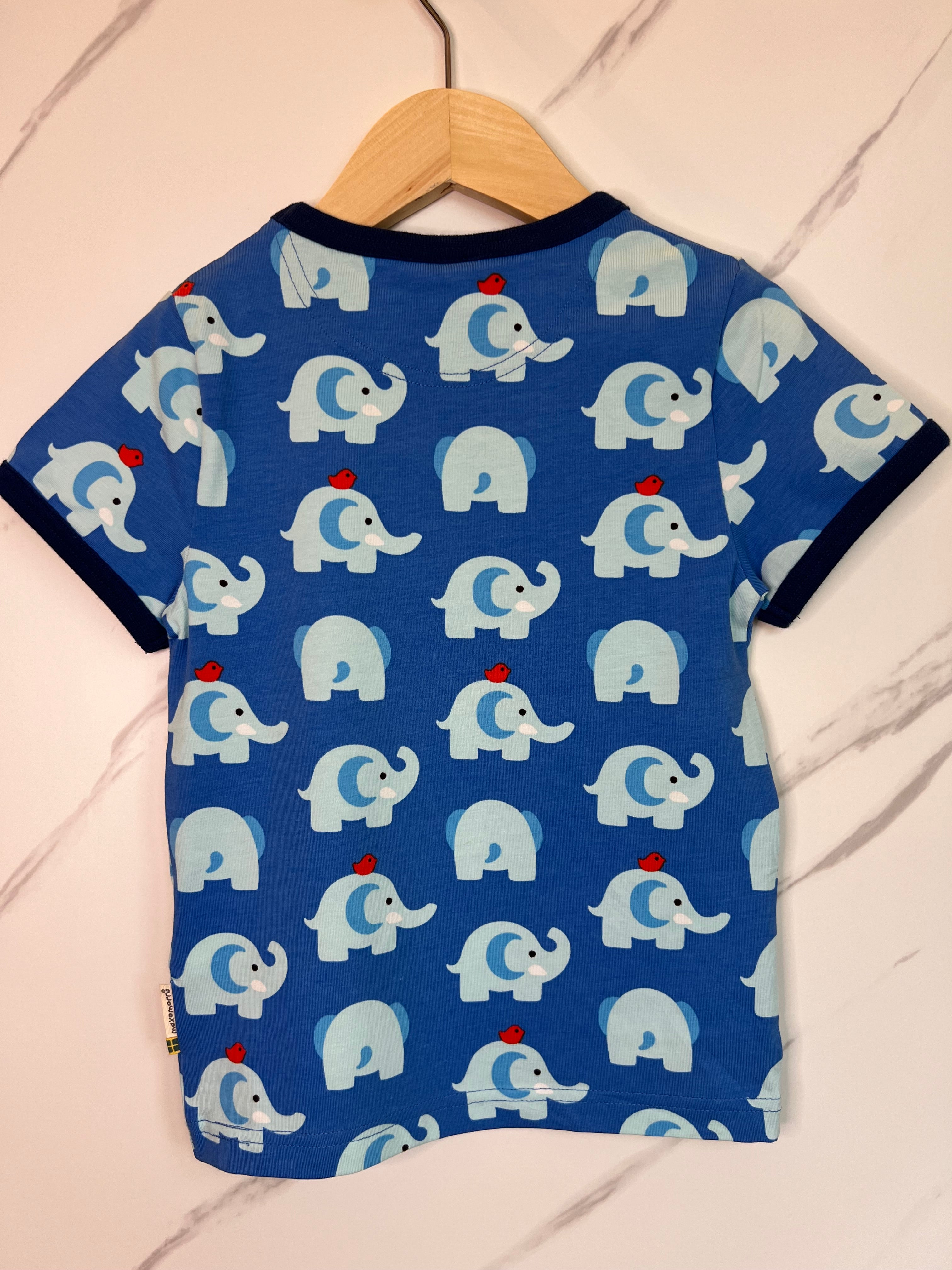 Maxomorra Blue Elephant T-Shirt Age 3-4 Years