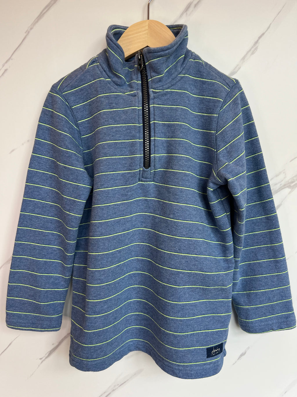 Joules Blue Fine Striped Top Zip Sweatshirt Age 5-6 years