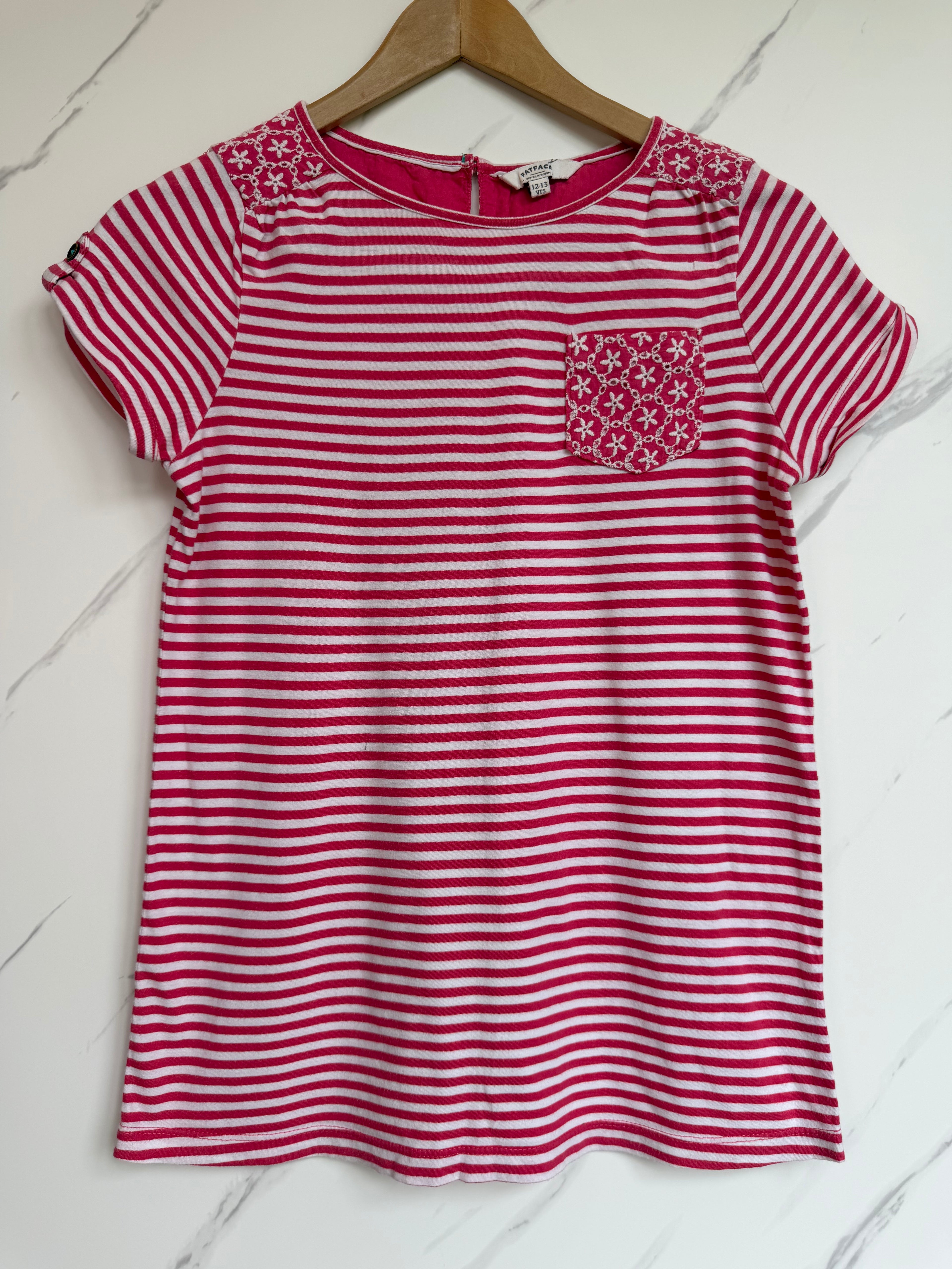 FatFace Pink & White T-Shirt Age 12-13 Years
