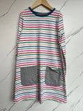 Boden White with Rainbow Stripes Long-Sleeved Dress Age 9-10 Years