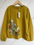 FatFace Mustard Coloured Top with Bird Design Age 9-10 Years