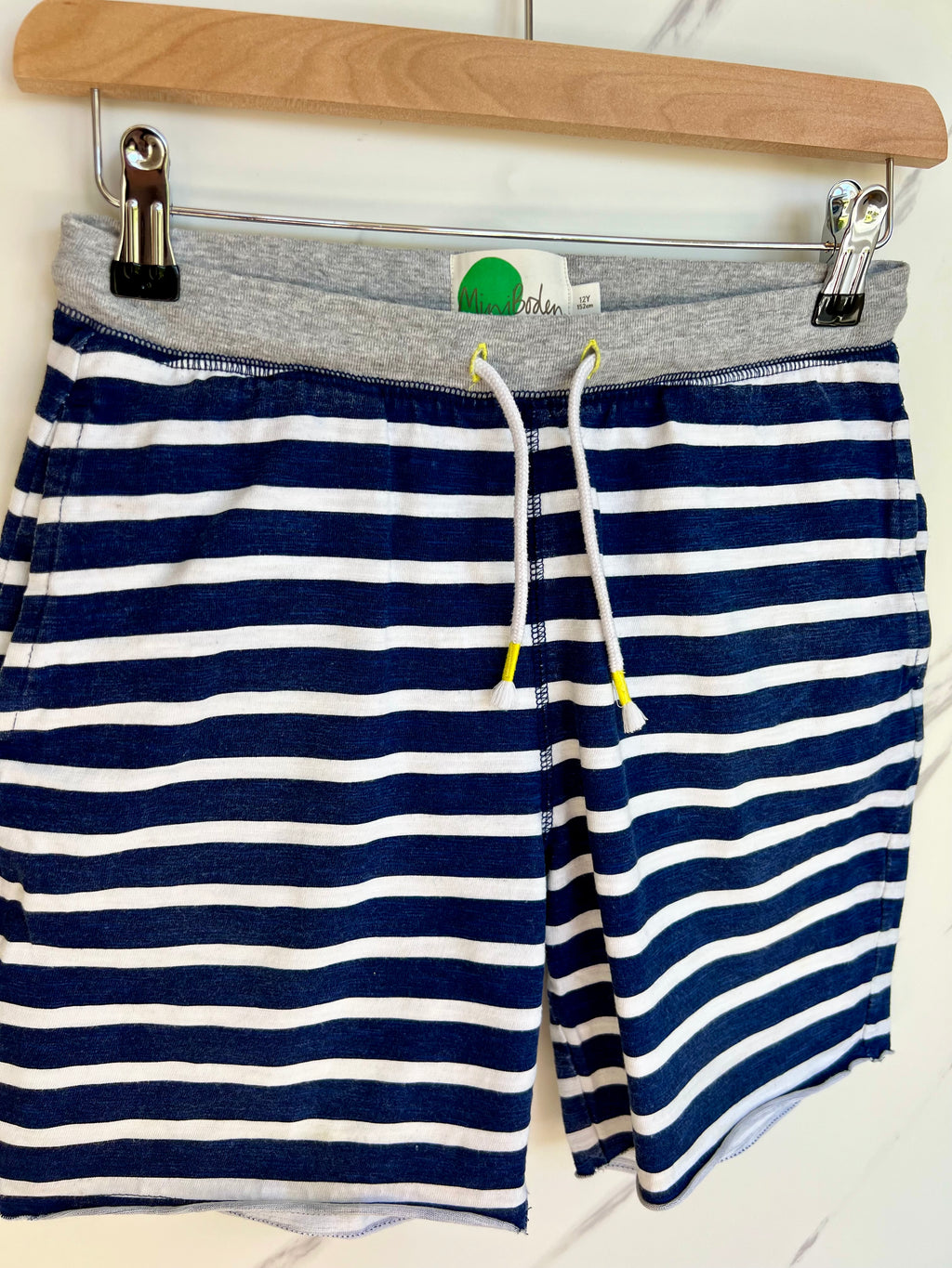 Boden Navy & White Striped Sweatshorts Age 12 Years