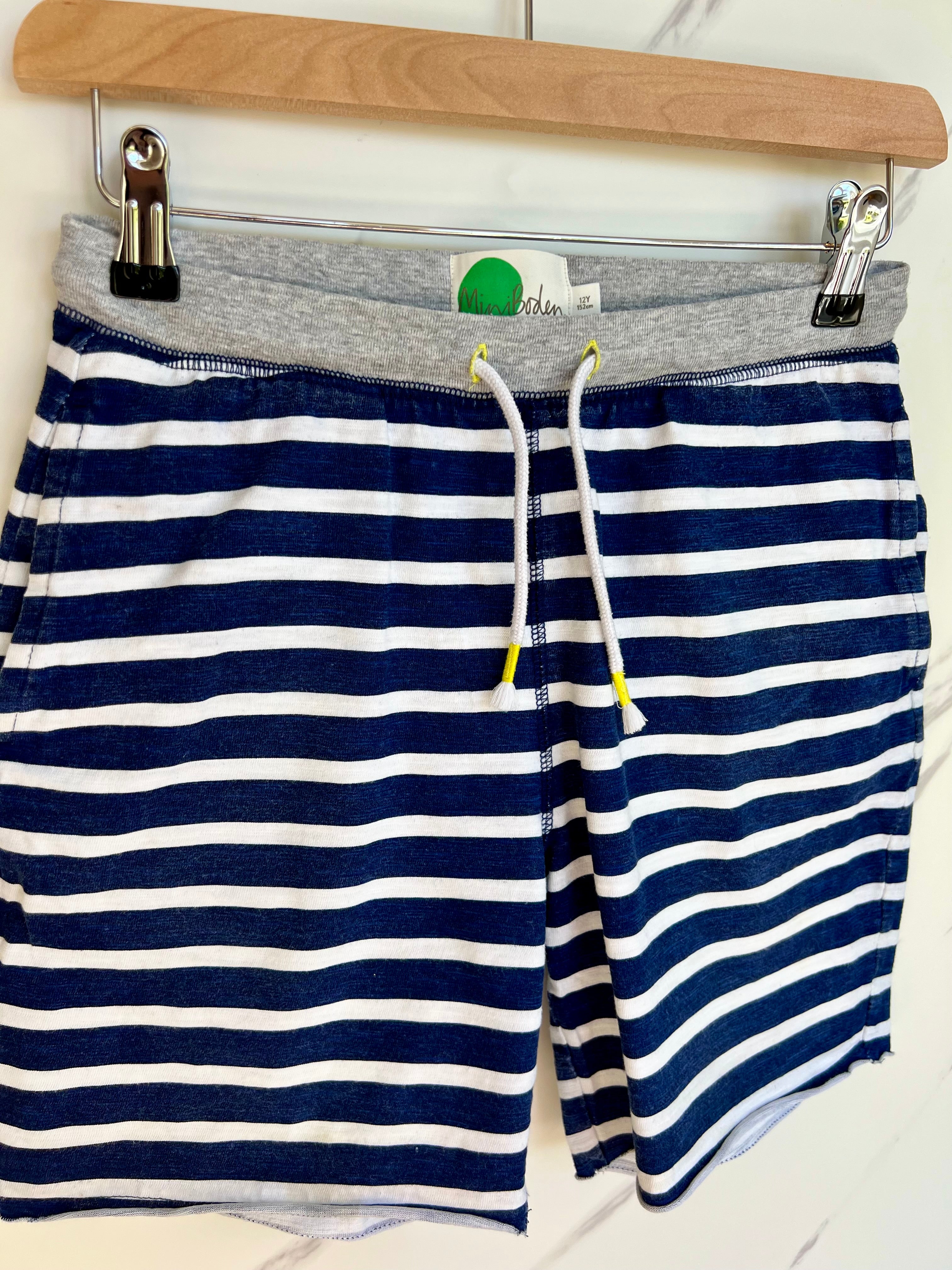 Boden Navy & White Striped Sweatshorts Age 12 Years