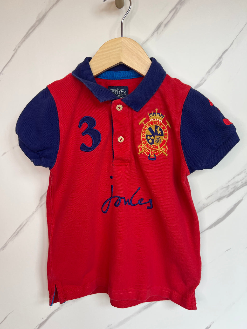 Joules Red & Navy Polo Shirt Age 5 Years