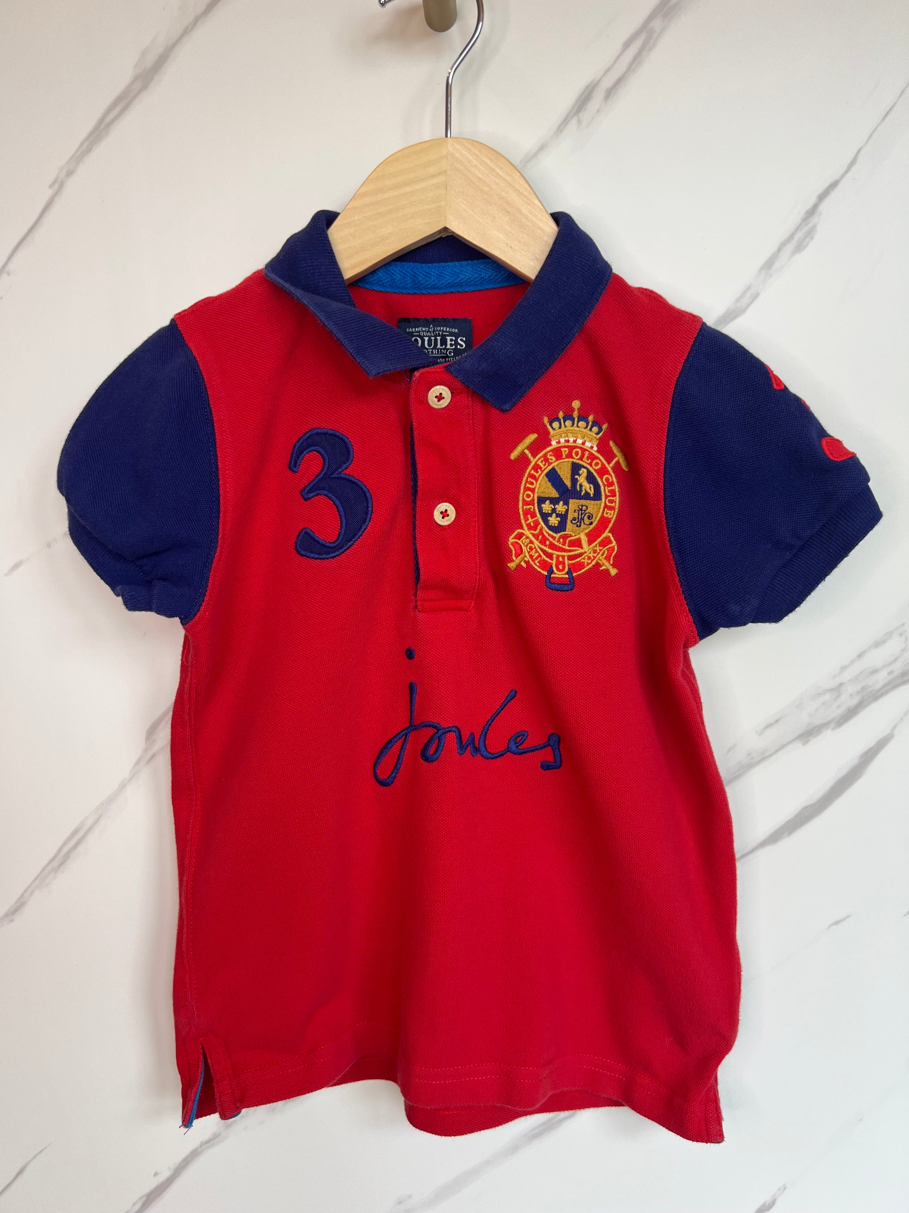 Joules Red & Navy Polo Shirt Age 5 Years