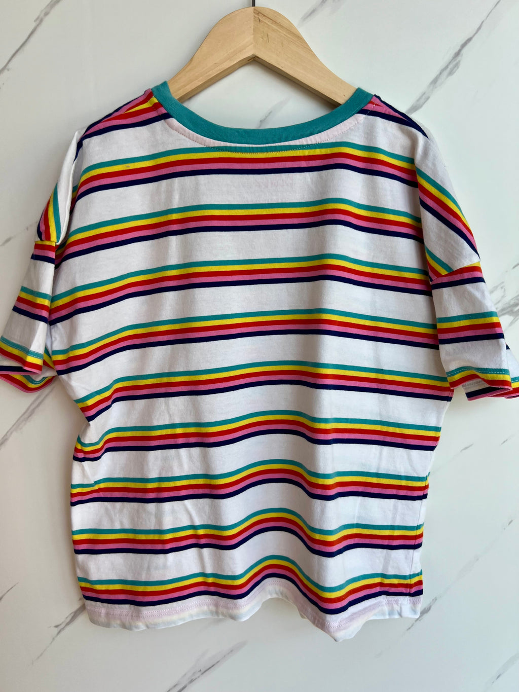 Boden White Rainbow Striped T-Shirt Age 11-12 Years