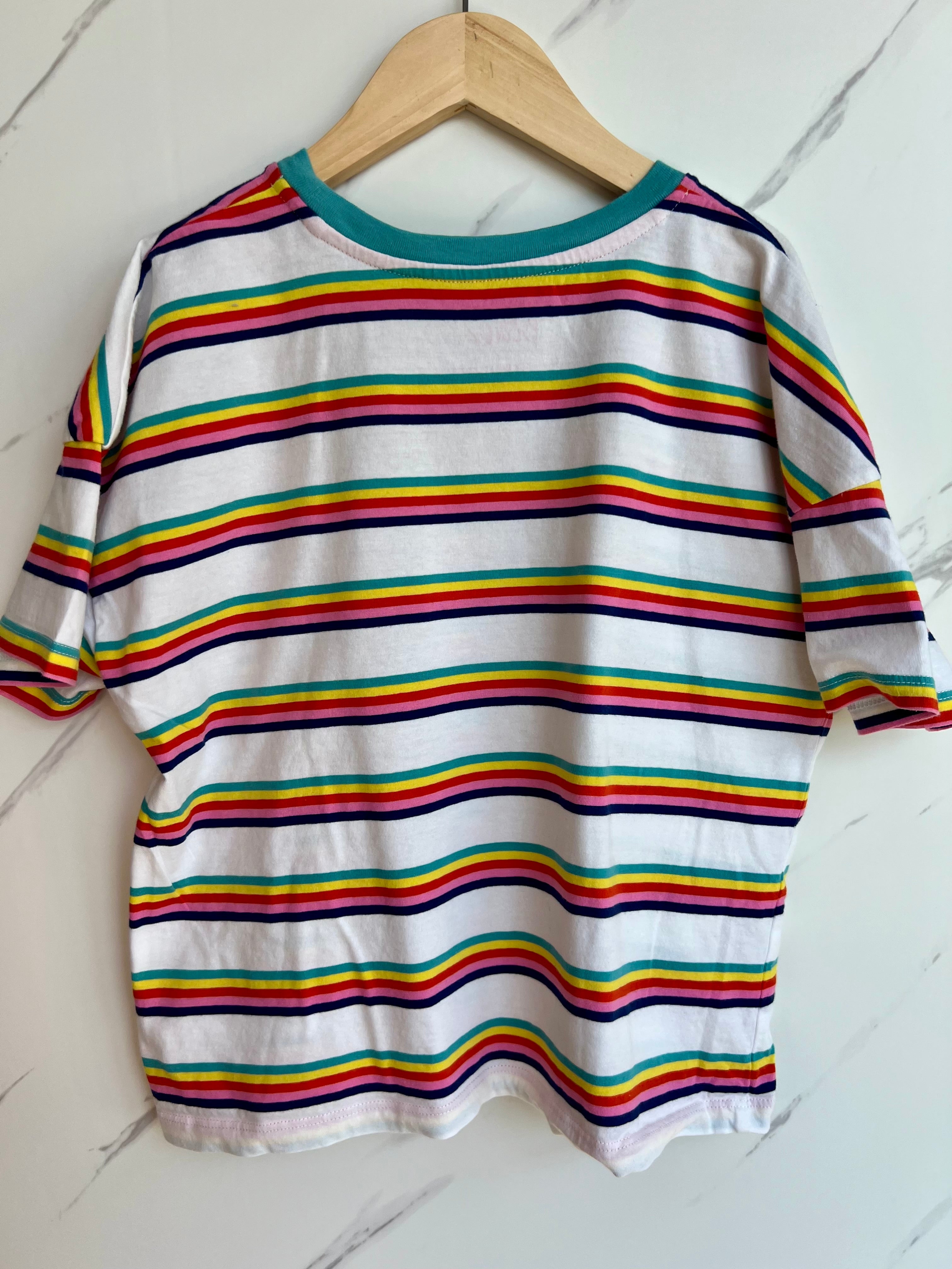Boden White Rainbow Striped T-Shirt Age 11-12 Years