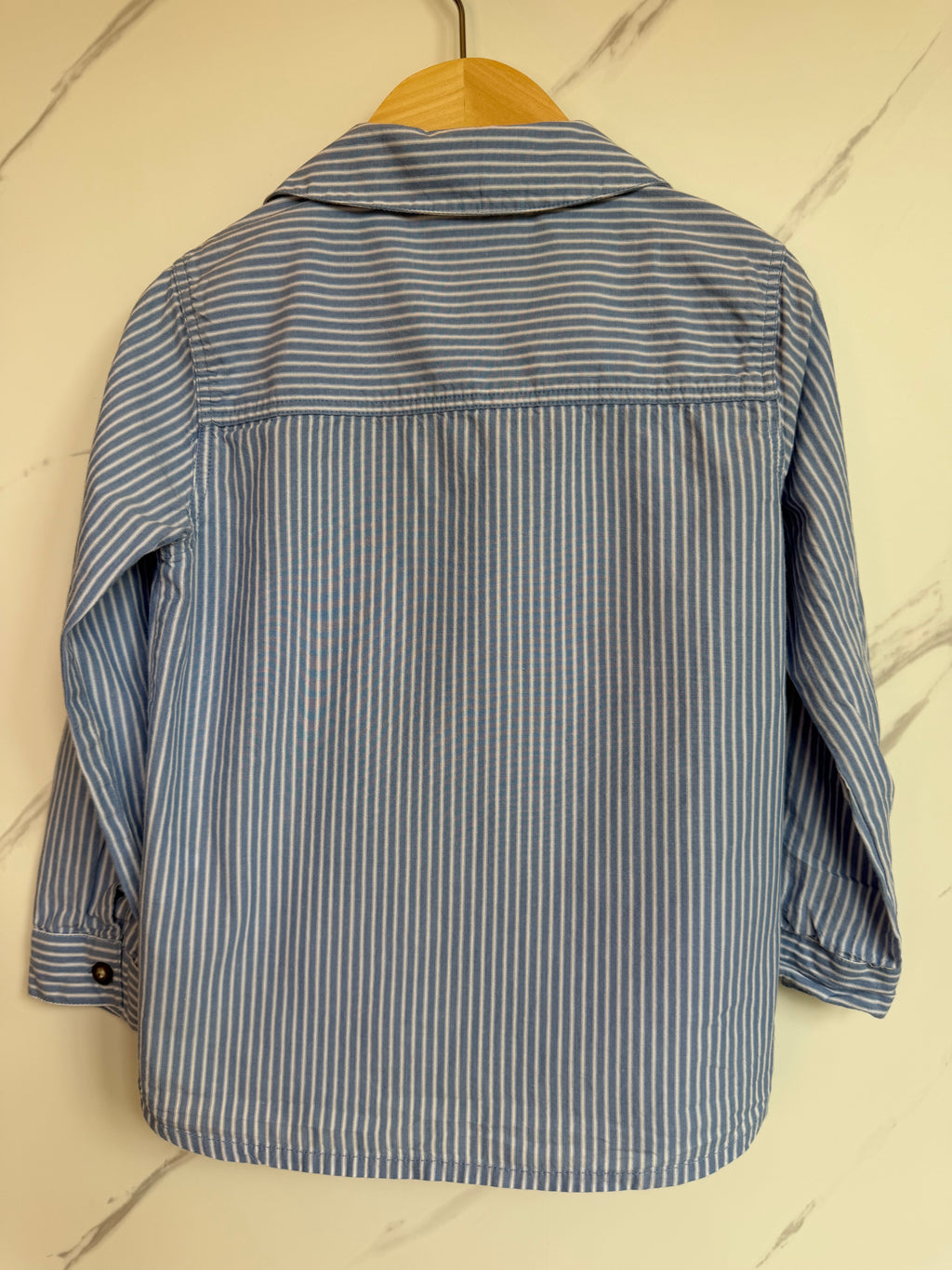 JoJo Maman Bebe Blue & White Striped Shirt Age 4-5 Years