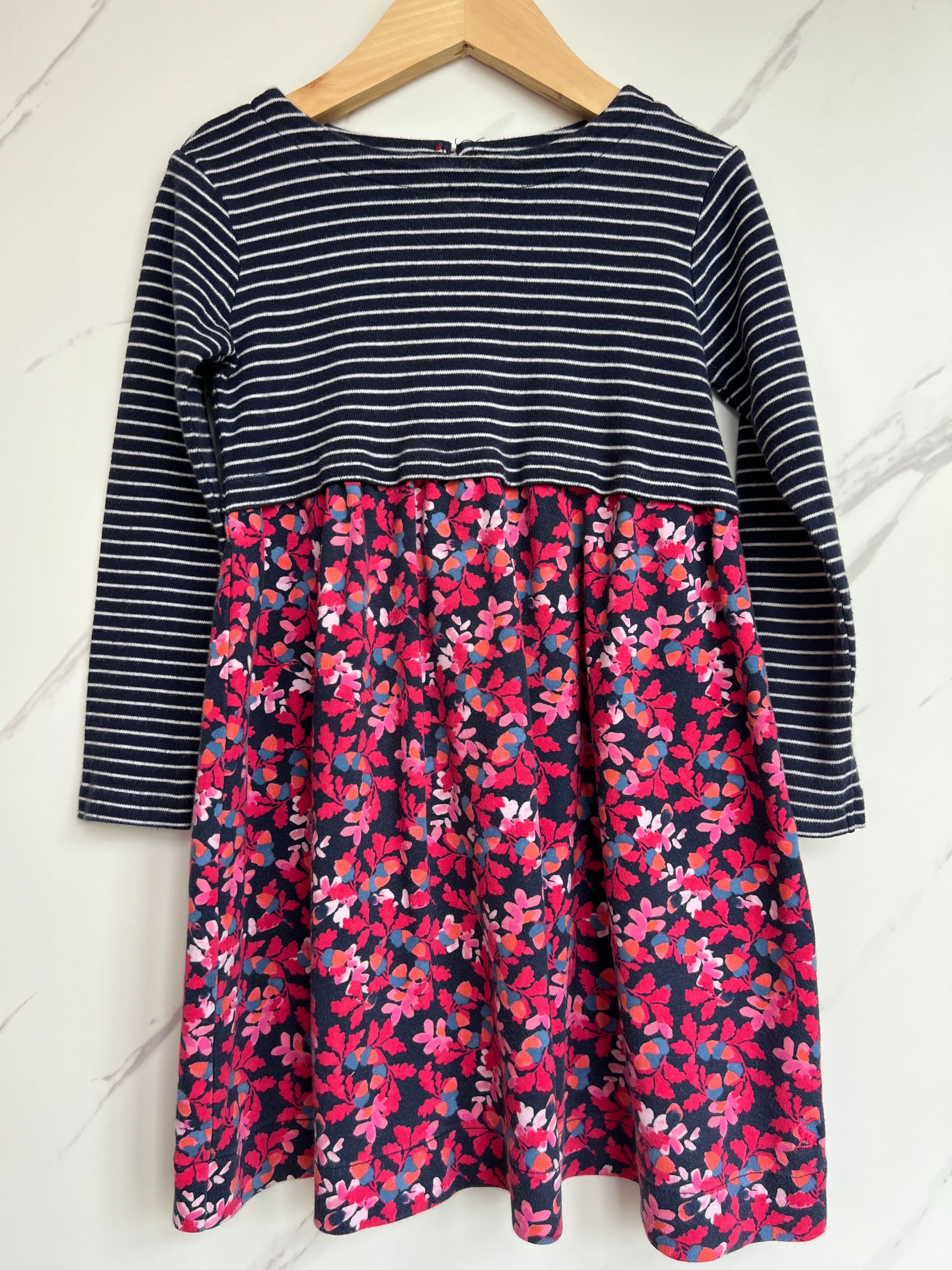 Joules Navy & Pink Leaves Design Dress Age 6 Years