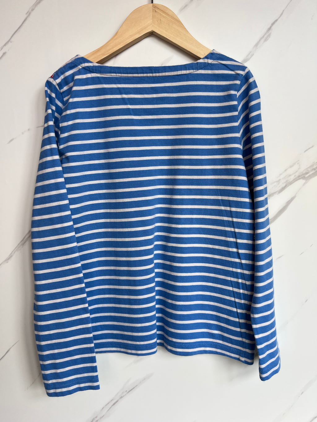 Boden Blue Striped Large Ditsy Flower Top Age 9-10 Years