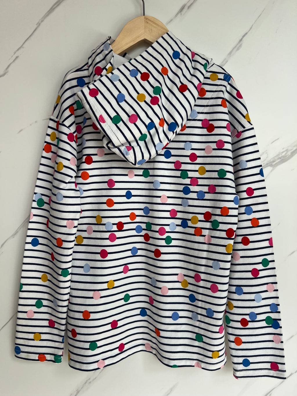 Joules Rainbow Dots Striped Hooded Long-Sleeved Top Age 11 Years