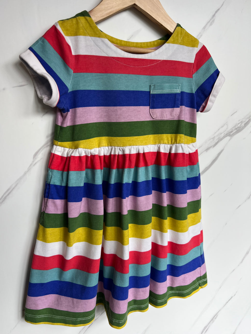 Boden Rainbow Stripes Flared Jersey Dress Age 5-6 Years