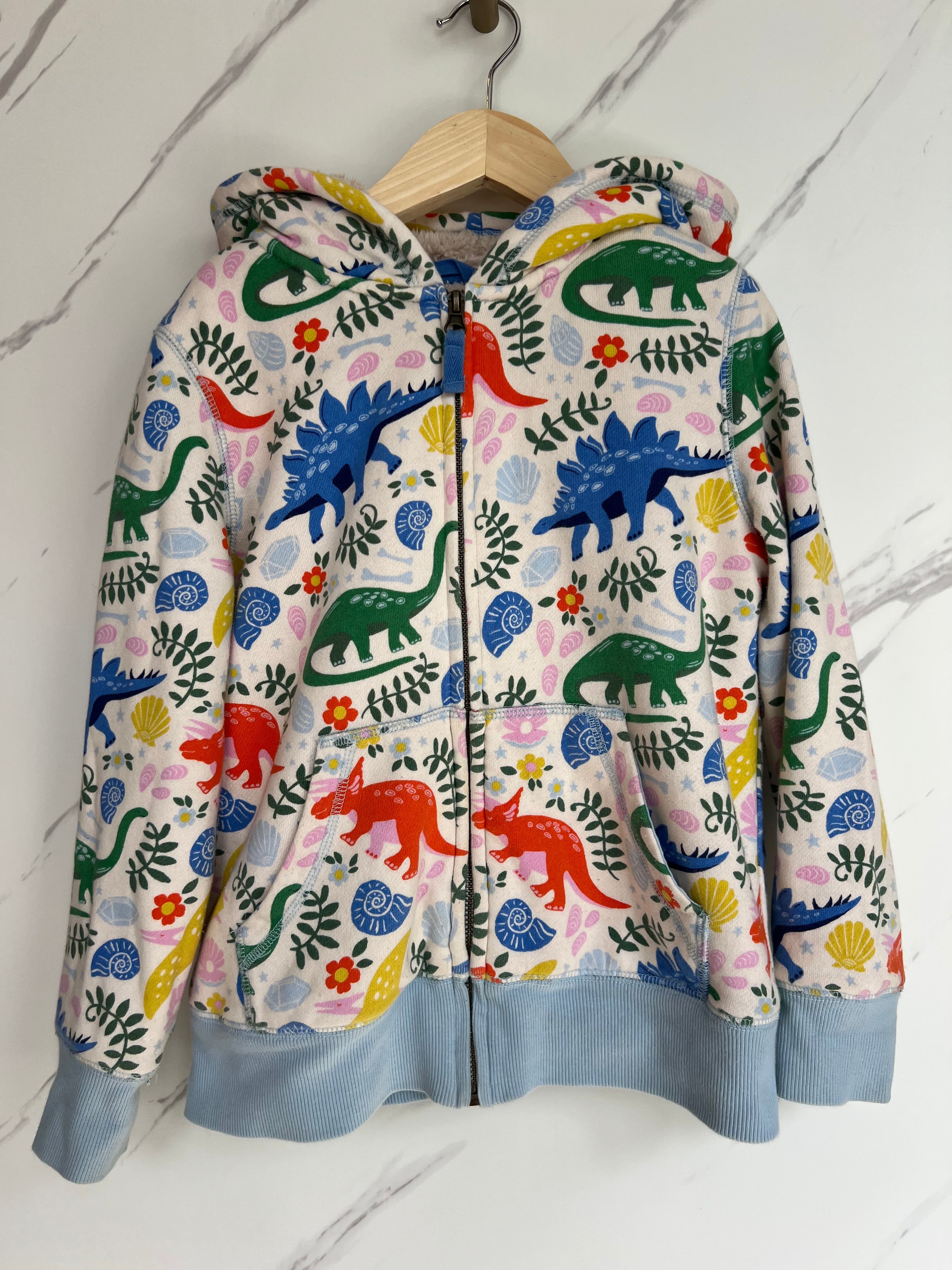 Boden Dinosaur Borg-Lined Hooded Jacket Age 8-9 Years