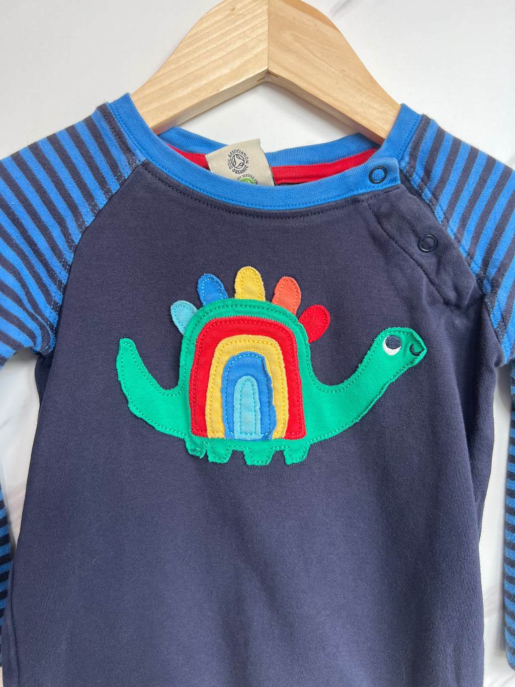 Frugi Blue Rainbow Dino Long-Sleeved Top Age 18-24 Months