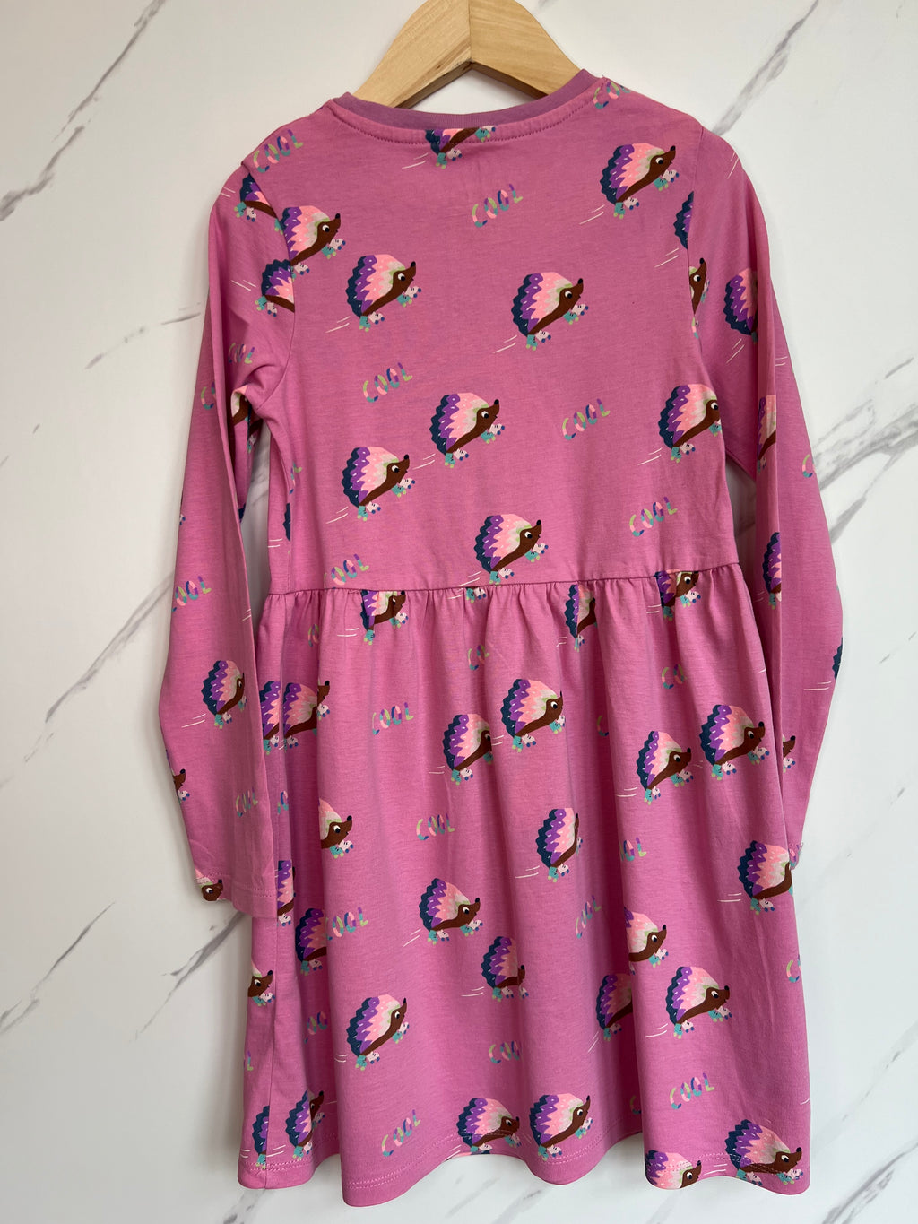 M&S Pink Hedgehog Jersey Dress Age 6-7 Years