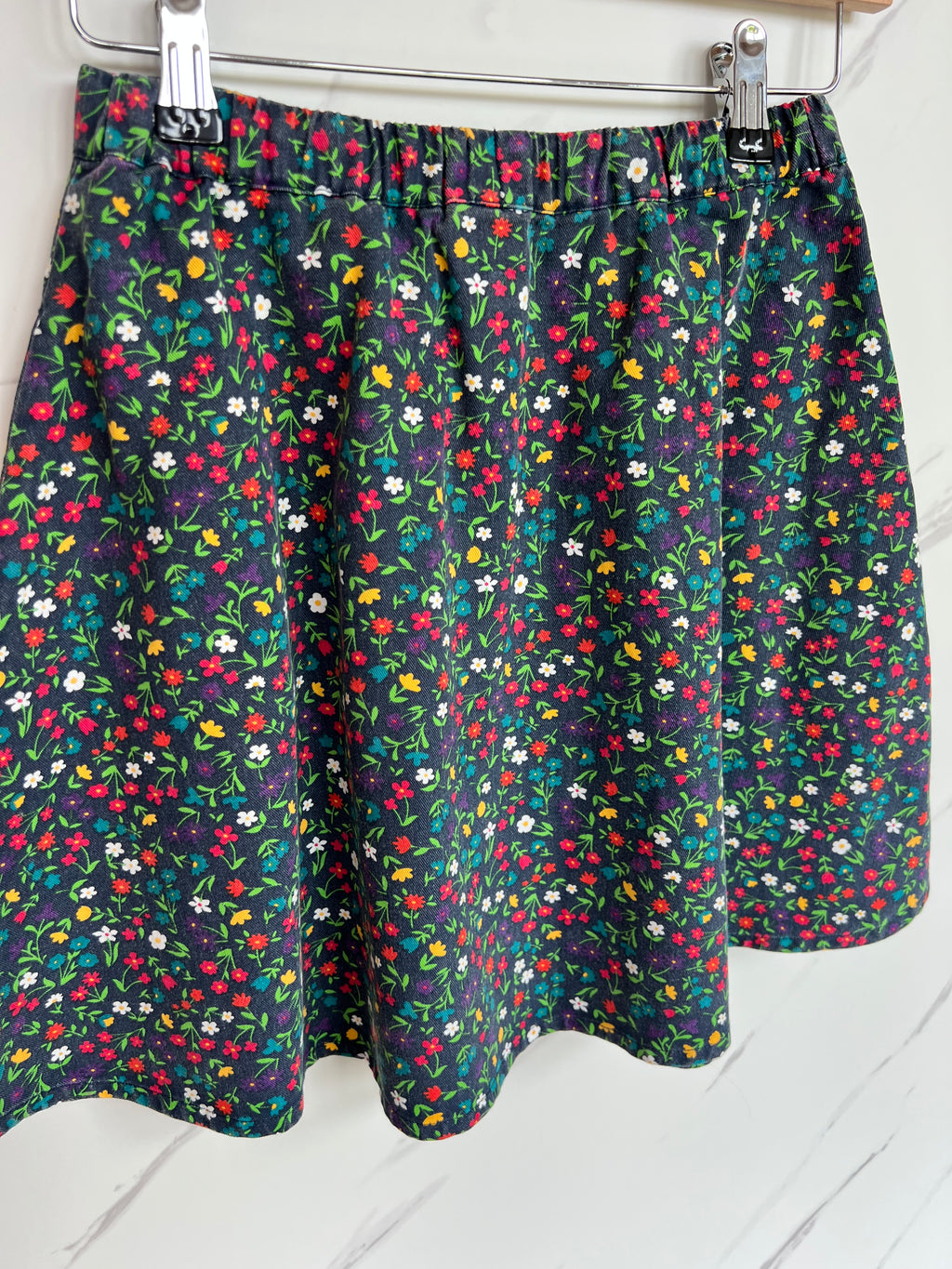 Frugi Navy Floral Denim Skirt Age 8-9 Years