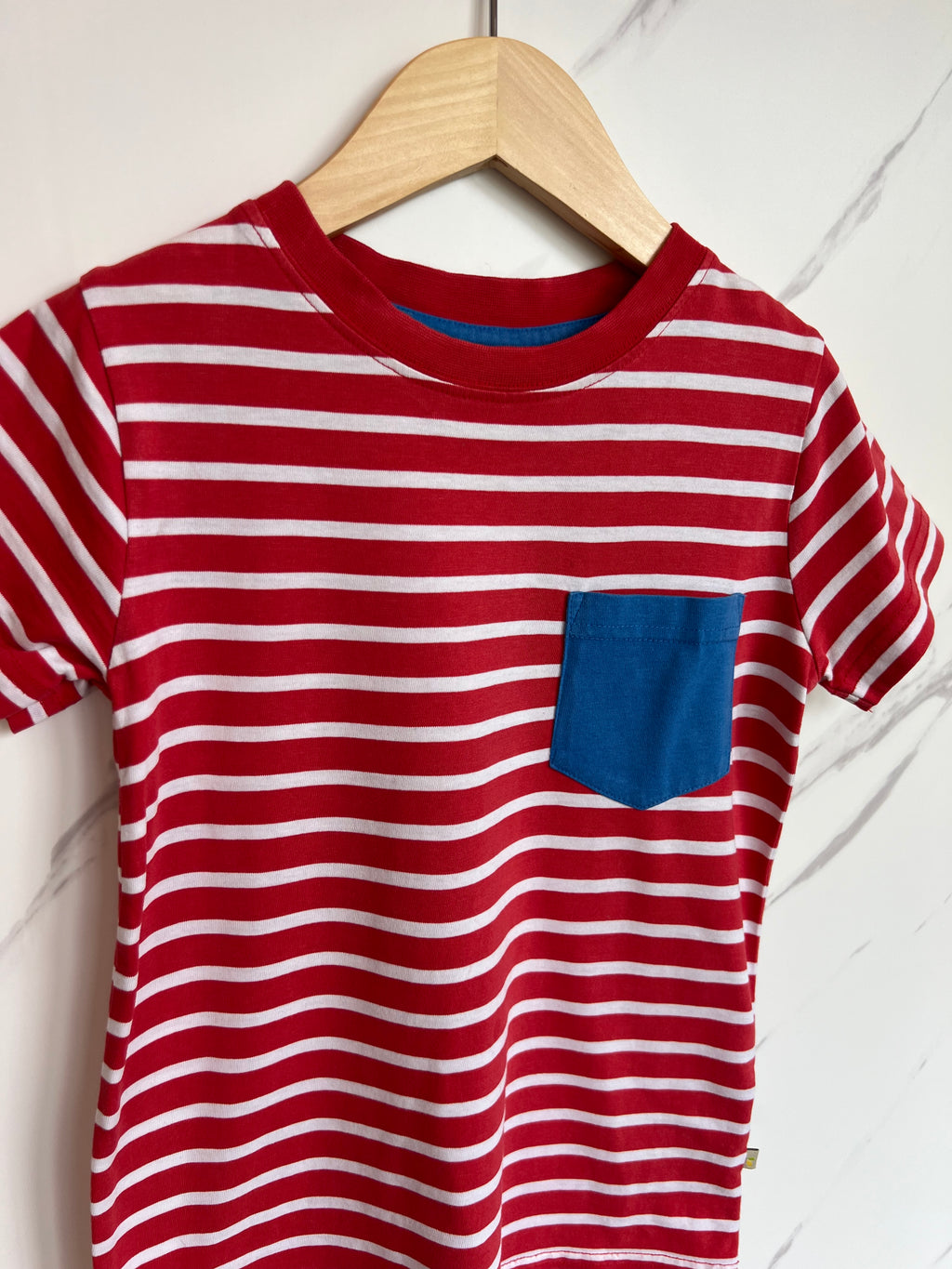 Frugi Red & White Striped T-Shirt Age 5-6 Years