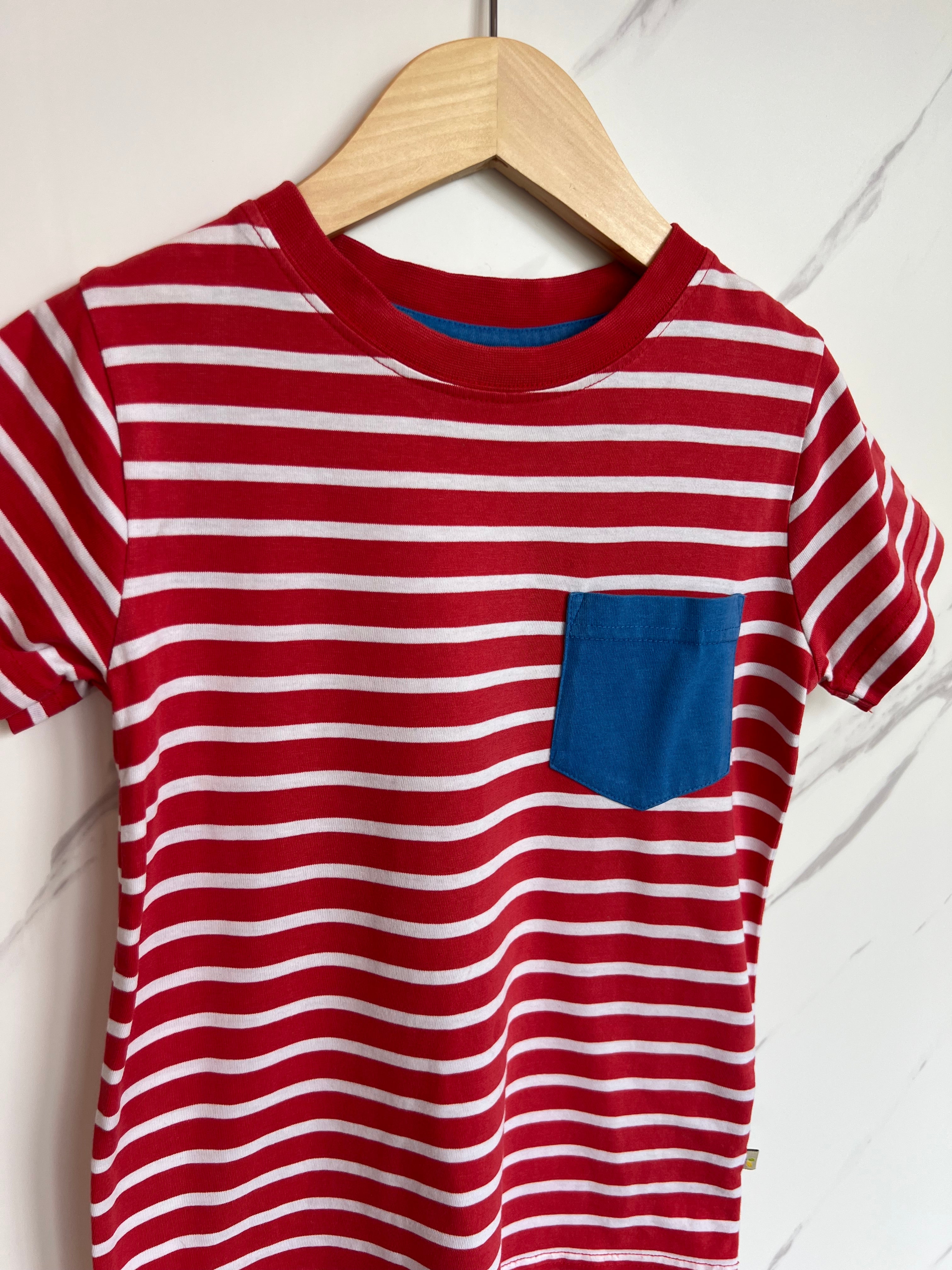 Frugi Red & White Striped T-Shirt Age 5-6 Years