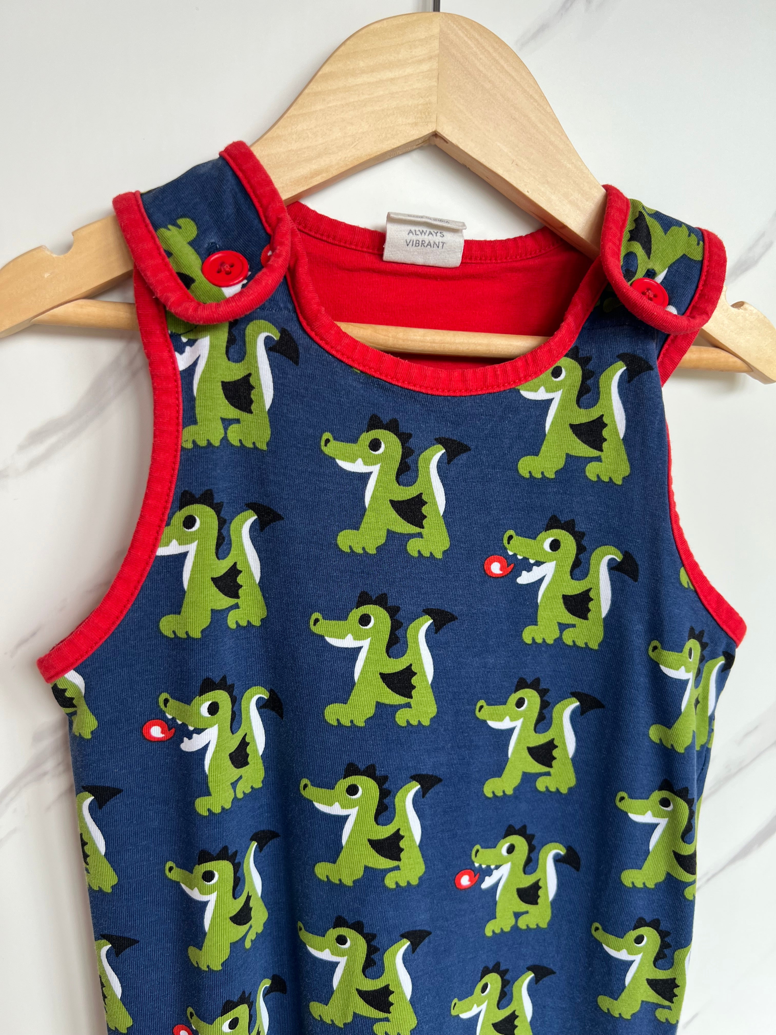 Maxomorra Navy Dragon Dungarees Age 2-3 Years