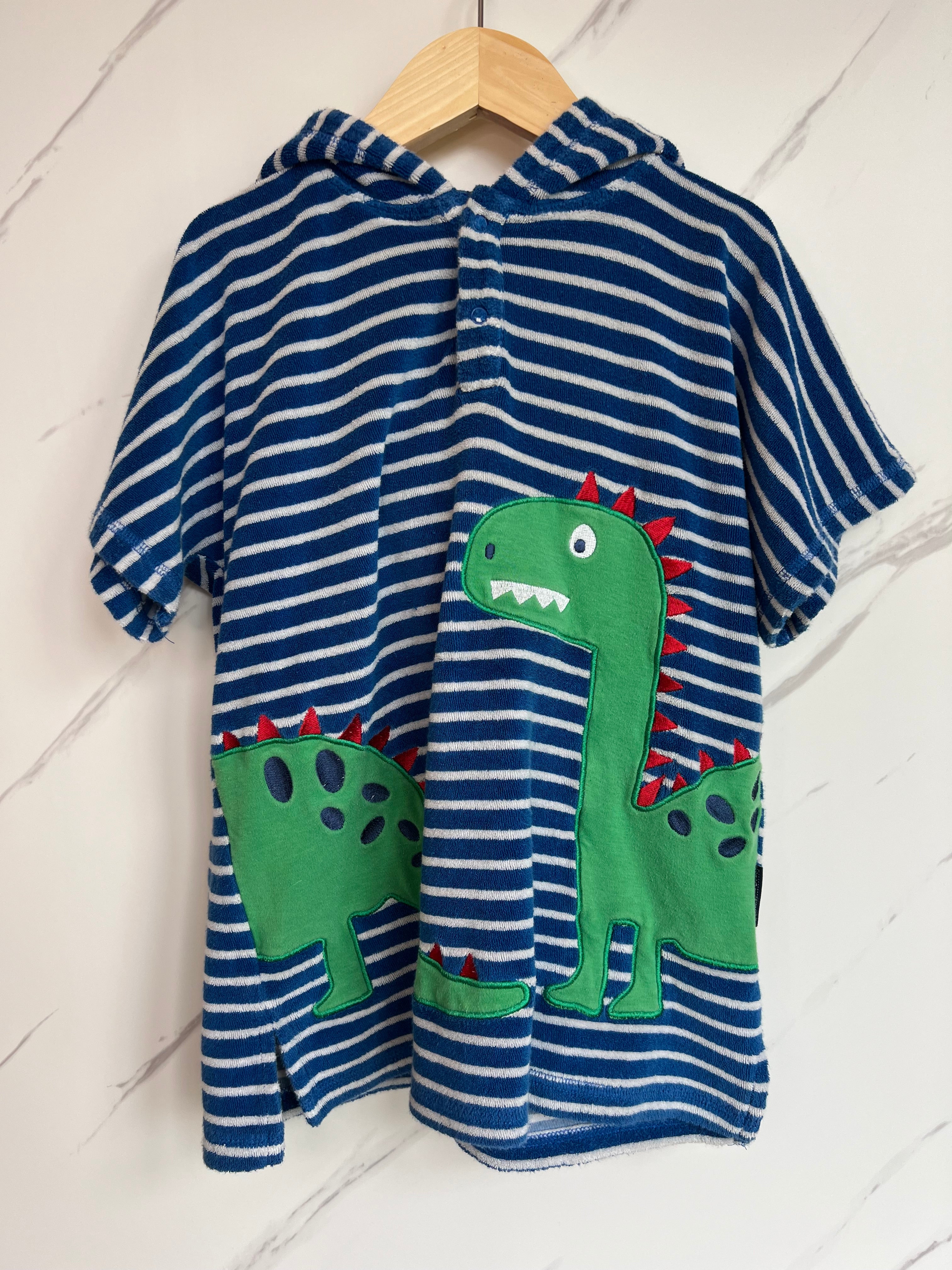 JoJo Maman Bebe Blue & White Striped Beach Cover-Up Age 4-5 Years