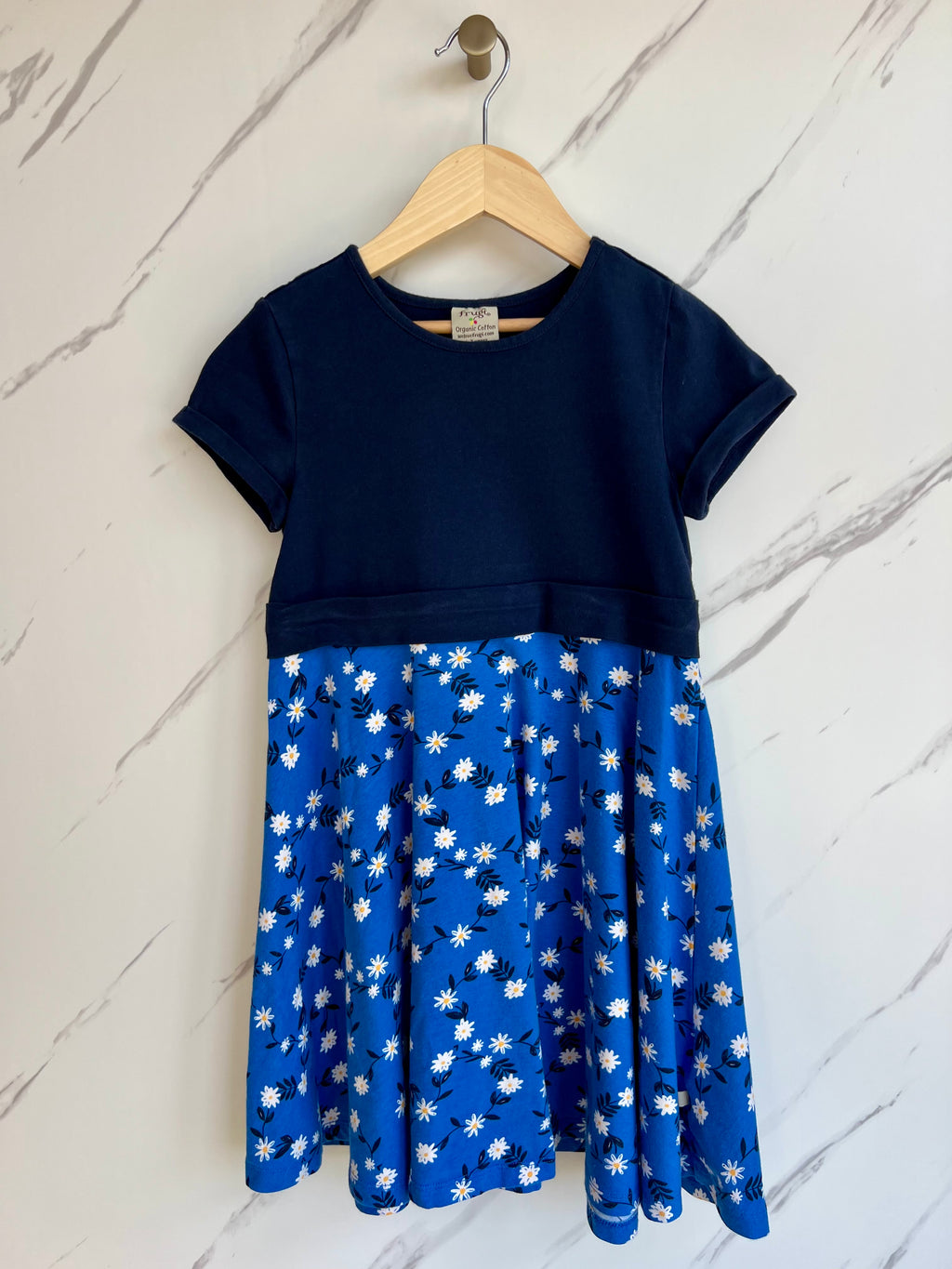 Frugi Navy Daisies Organic Cotton Dress Age 6-7 Years