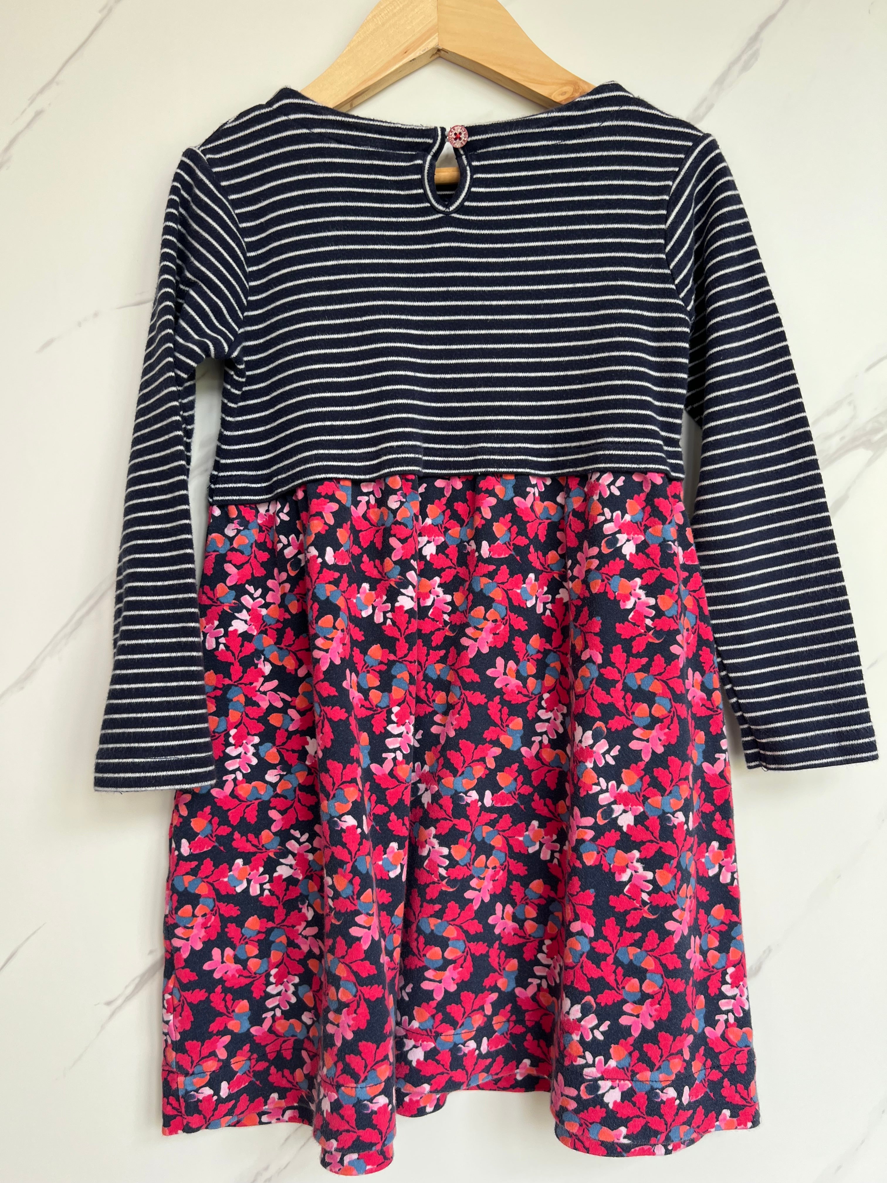 Joules Navy & Pink Leaves Design Dress Age 6 Years