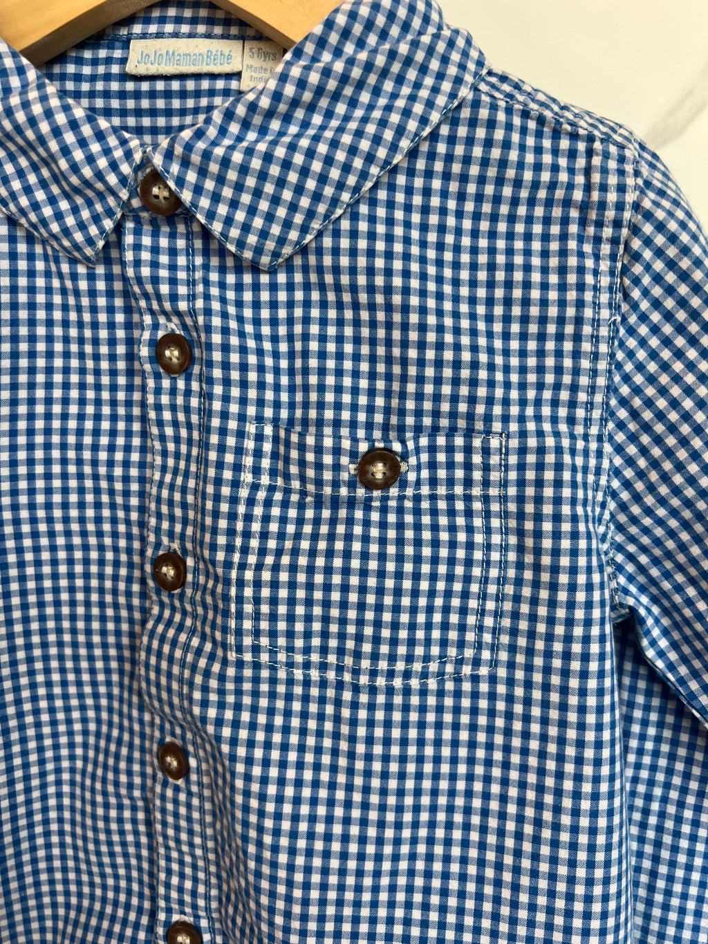 JoJo Maman Bebe Blue Checked Shirt Age 5-6 Years