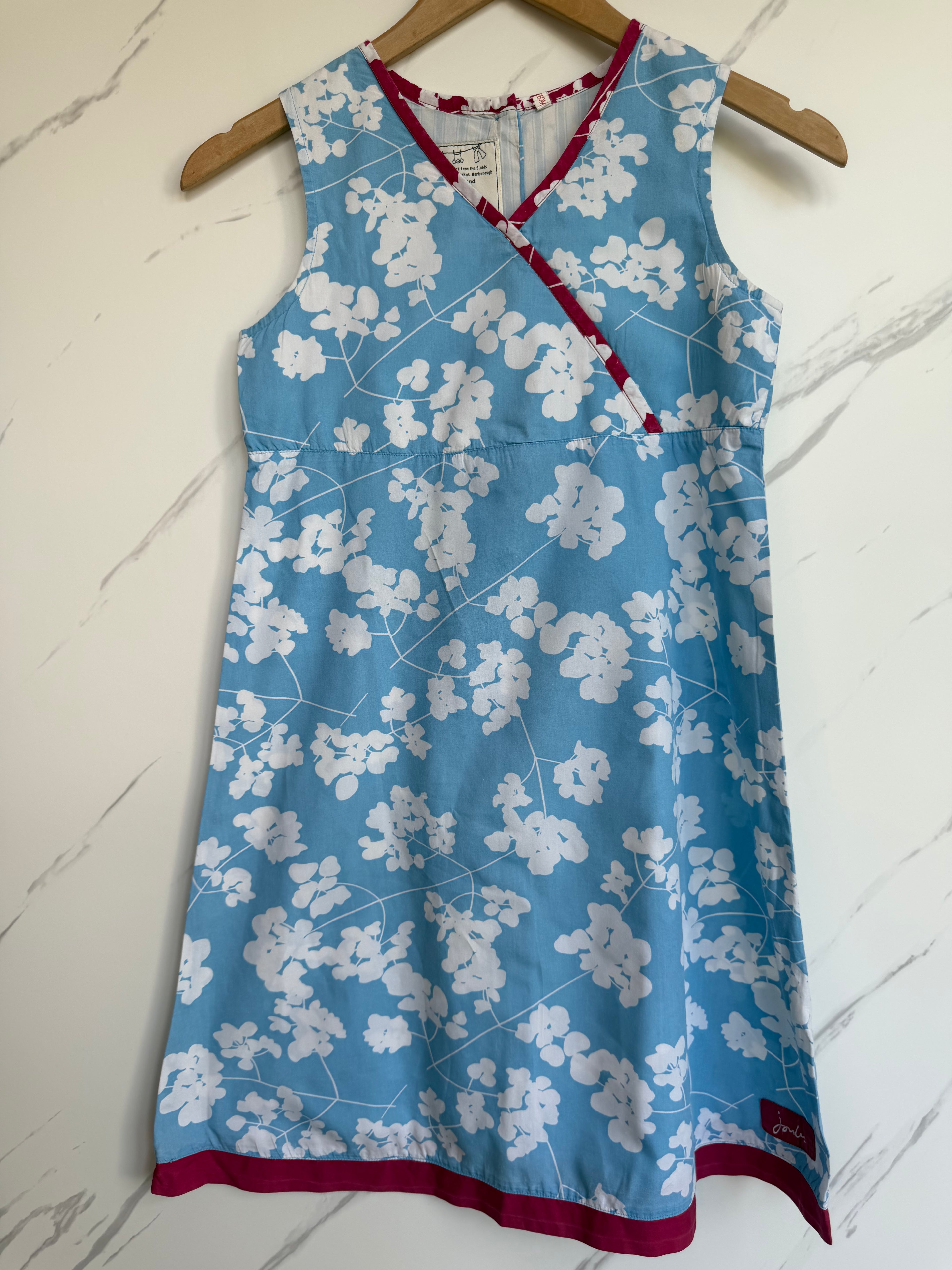 Joules Pale Blue & White Floral Dress Age 8-9 Years